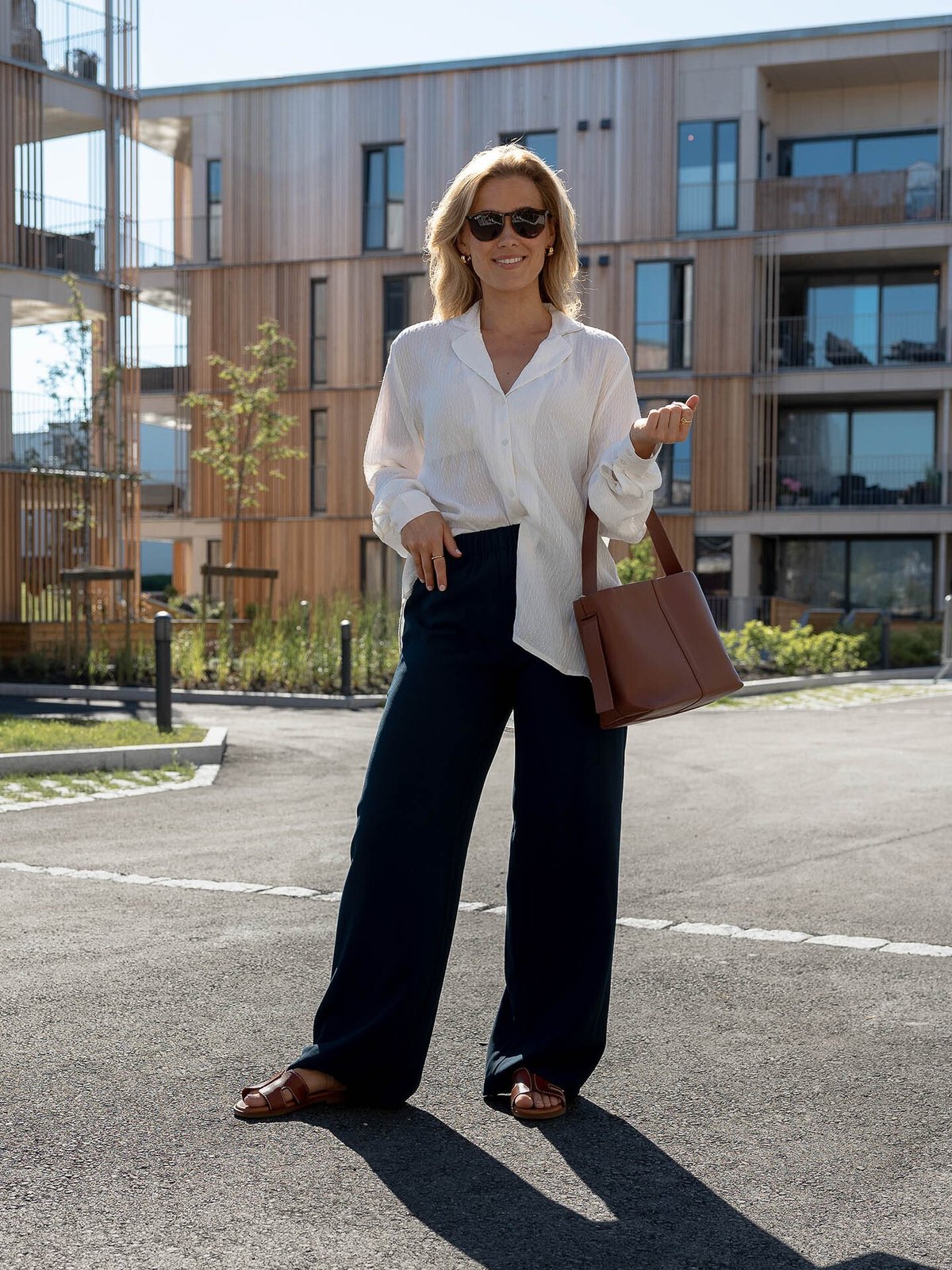 Selected Femme Tinni-Relaxed Mid Waist Wide Pant Dark Sapphire