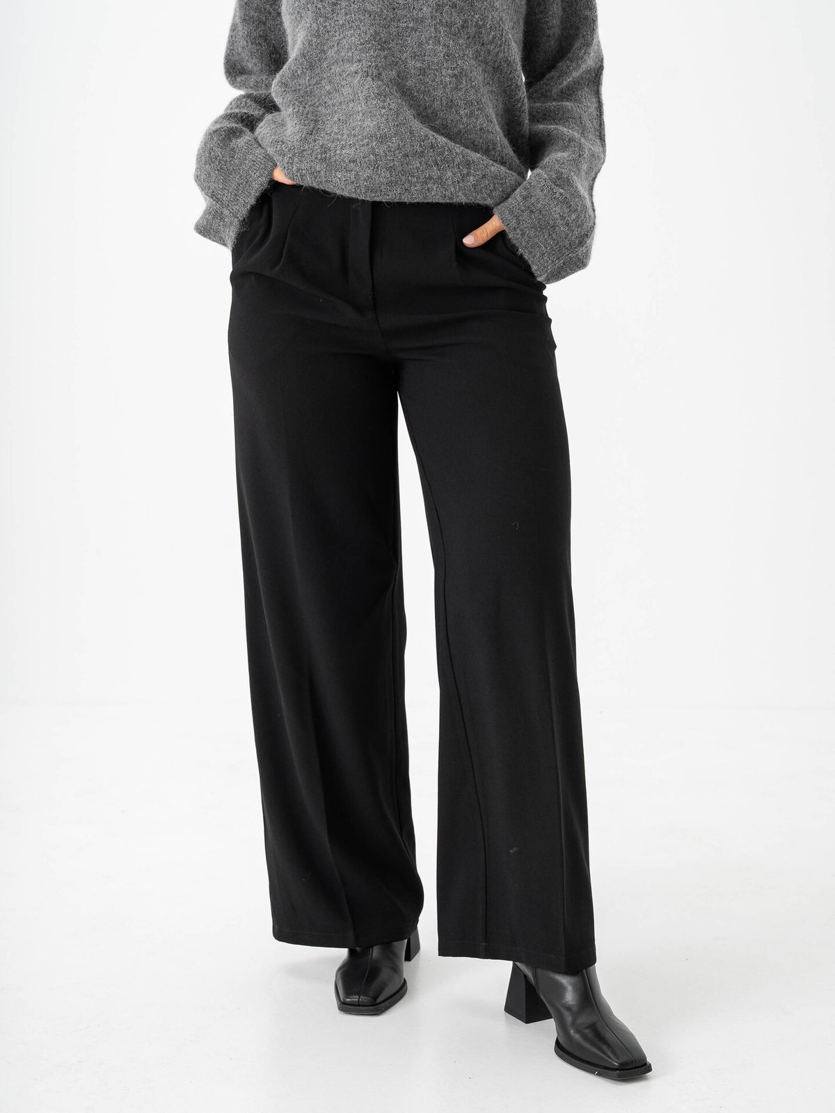 Selected Femme Tinni Midwaist Wide Pant Black