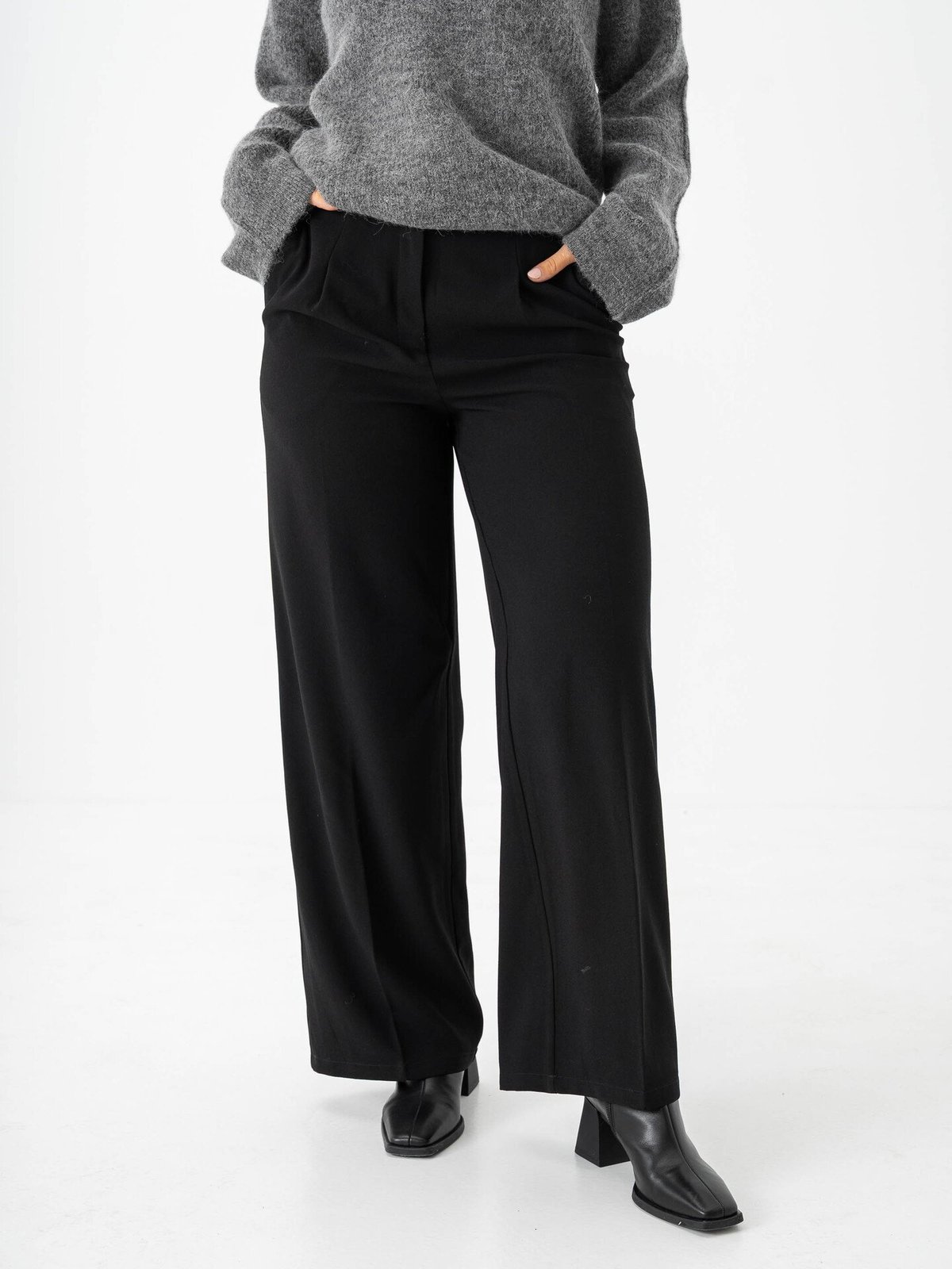 Selected Femme Tinni Midwaist Wide Pant Black