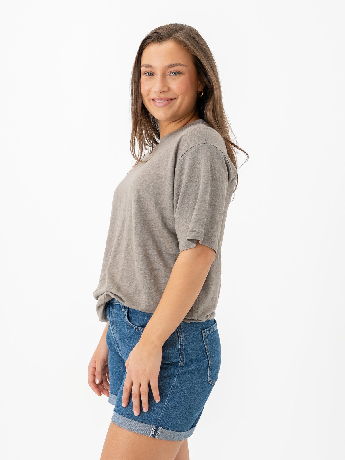 Selected Femme Vilja Linen Short Sleeve Tee Vetiver