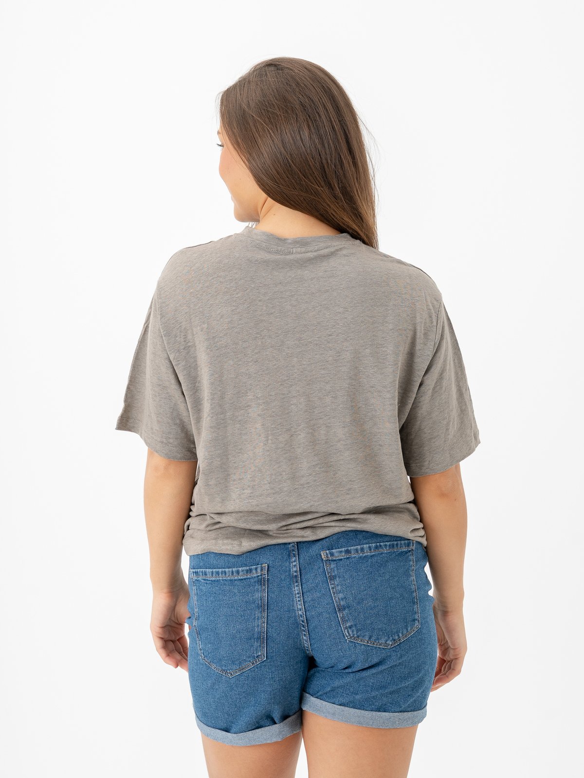 Selected Femme Vilja Linen Short Sleeve Tee Vetiver