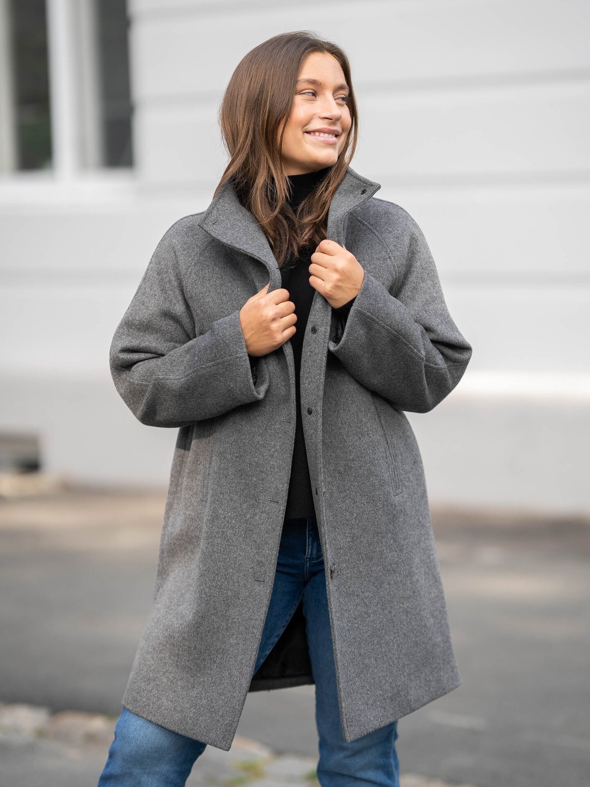 Selected Femme Vinni Wool Coat Medium Grey Melange