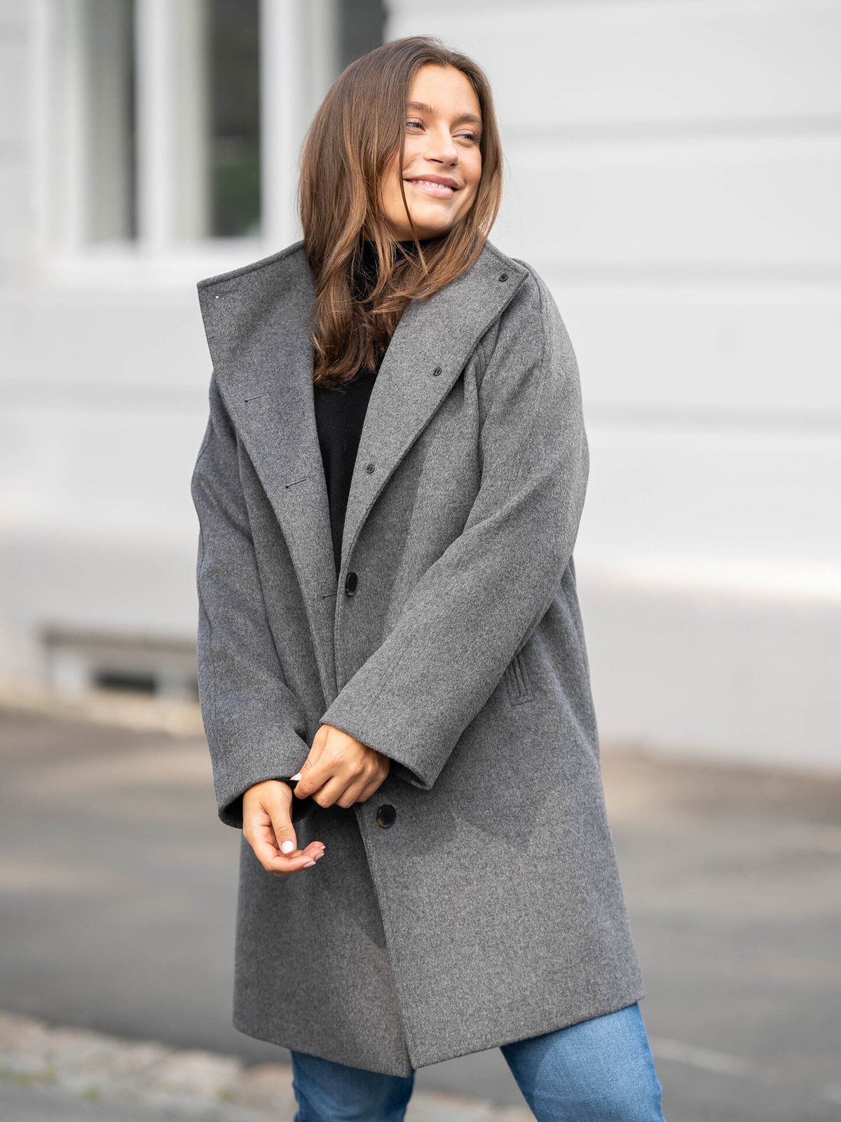 Selected Femme Vinni Wool Coat Medium Grey Melange