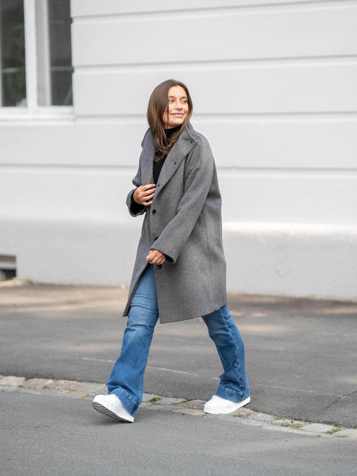 Selected Femme Vinni Wool Coat Medium Grey Melange