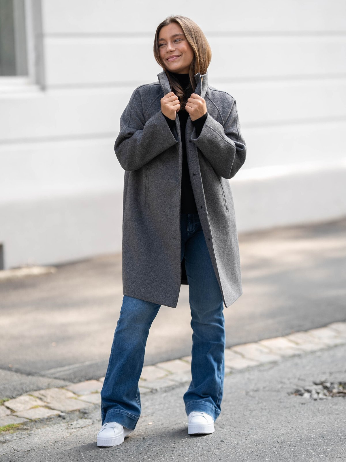 Selected Femme Vinni Wool Coat Medium Grey Melange