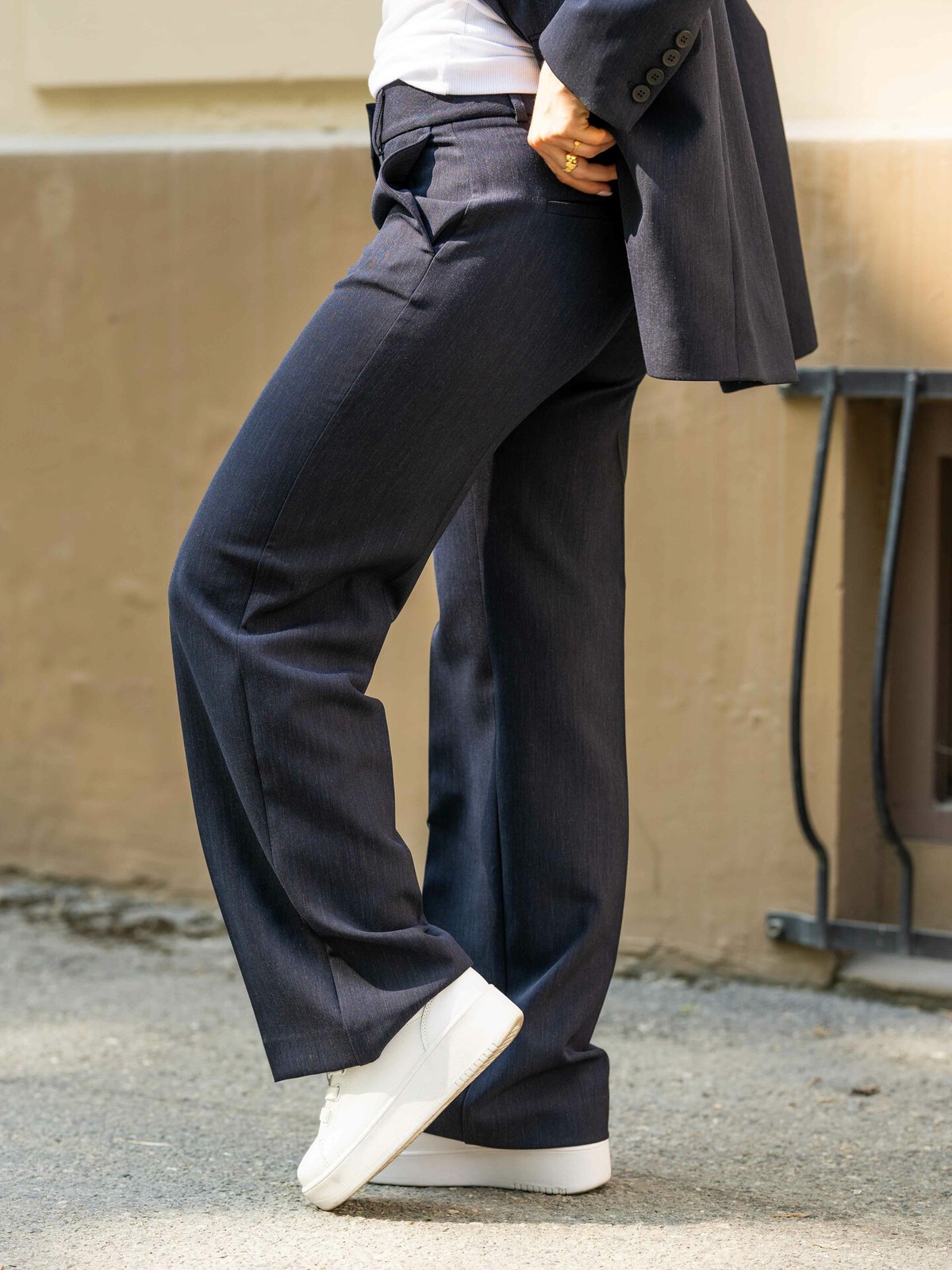 Selected Femme Rita Mid Waist Wide Pant Dark Sapphire