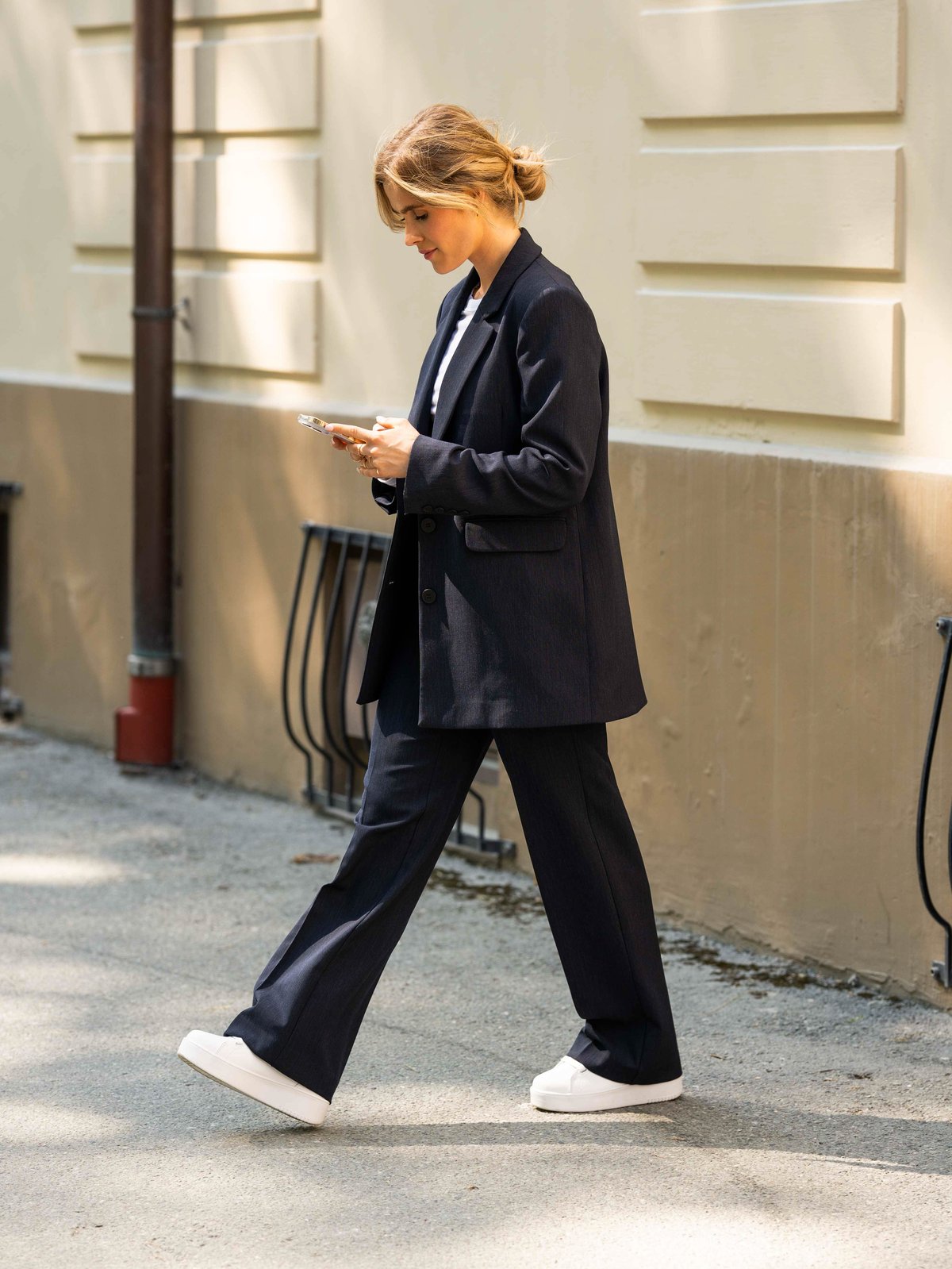 Selected Femme Rita Mid Waist Wide Pant Dark Sapphire