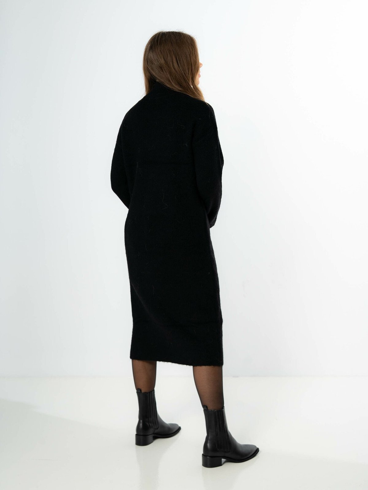 Selected Femme Maline Long Sleeve Knit Dress High Neck Black