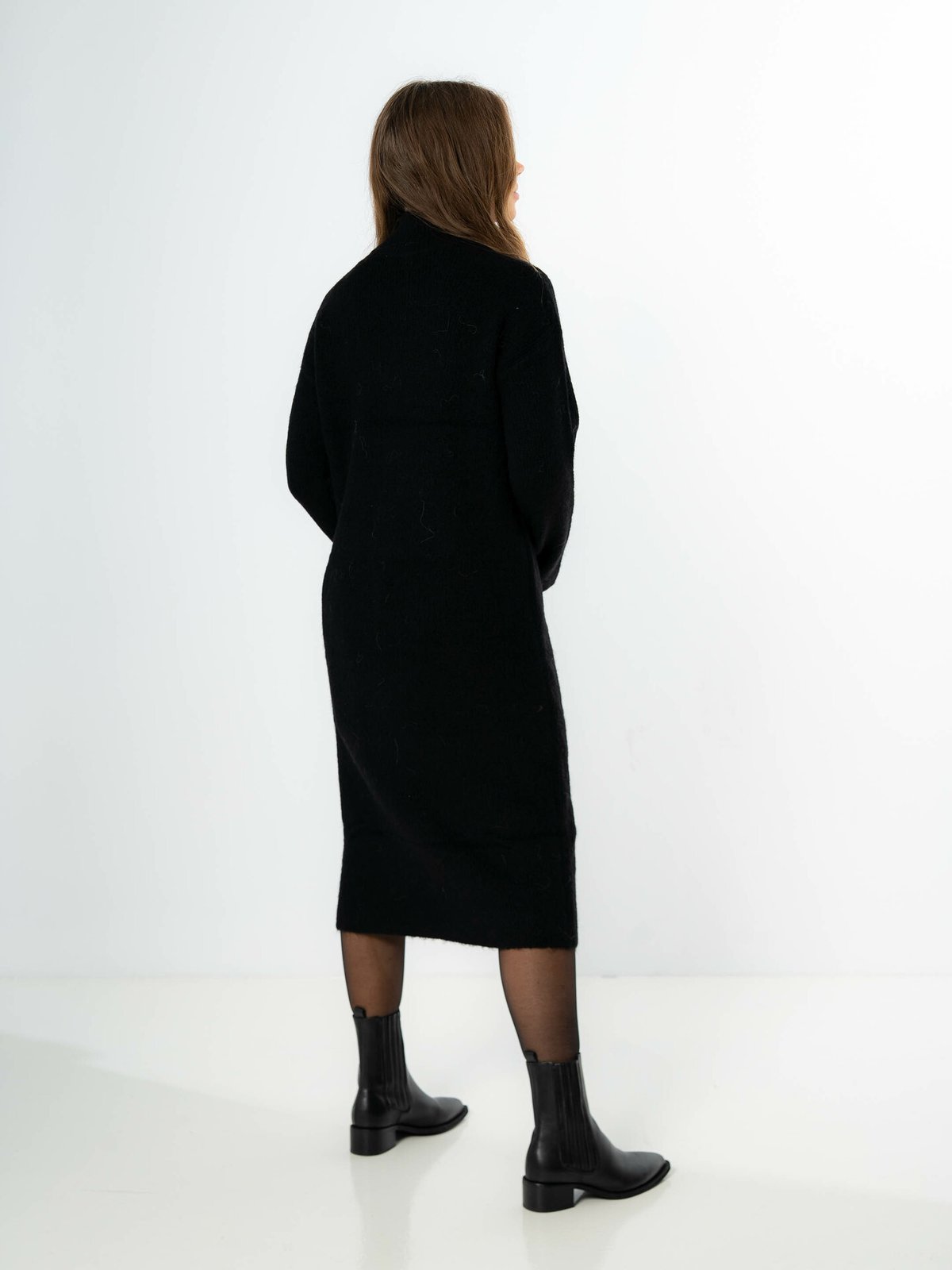 Selected Femme Maline Long Sleeve Knit Dress High Neck Black