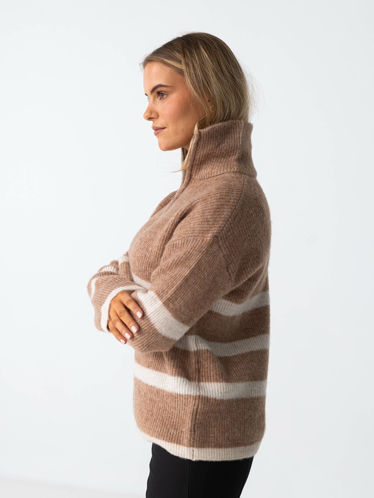 Selected Femme Maline Long Sleeve Knit Half Zip Amphora