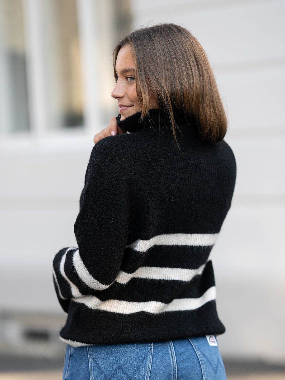 Selected Femme Maline Long Sleeve Knit Half Zip Black / Birch