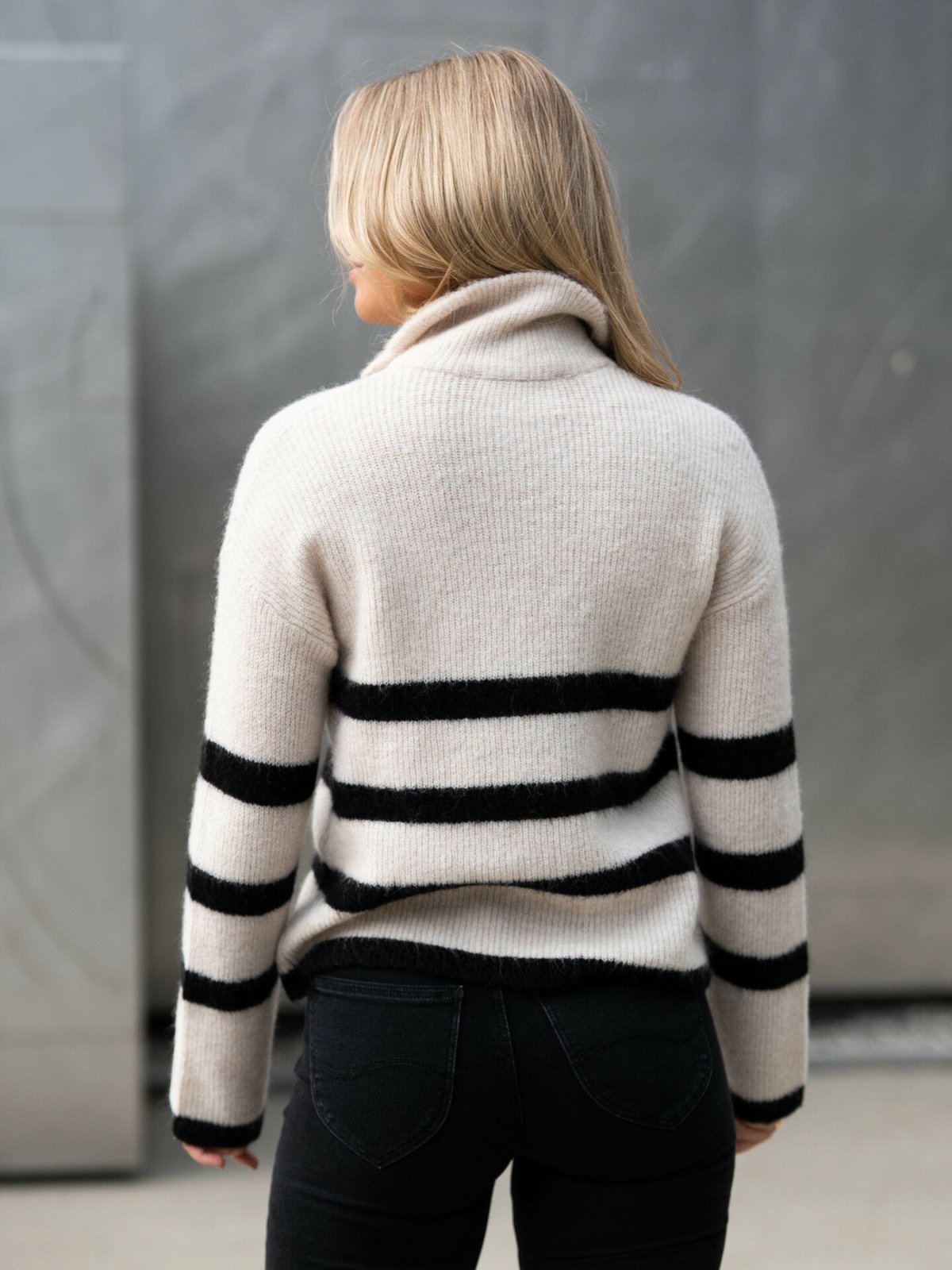 Selected Femme Maline Long Sleeve Knit Half Zip Birch Black