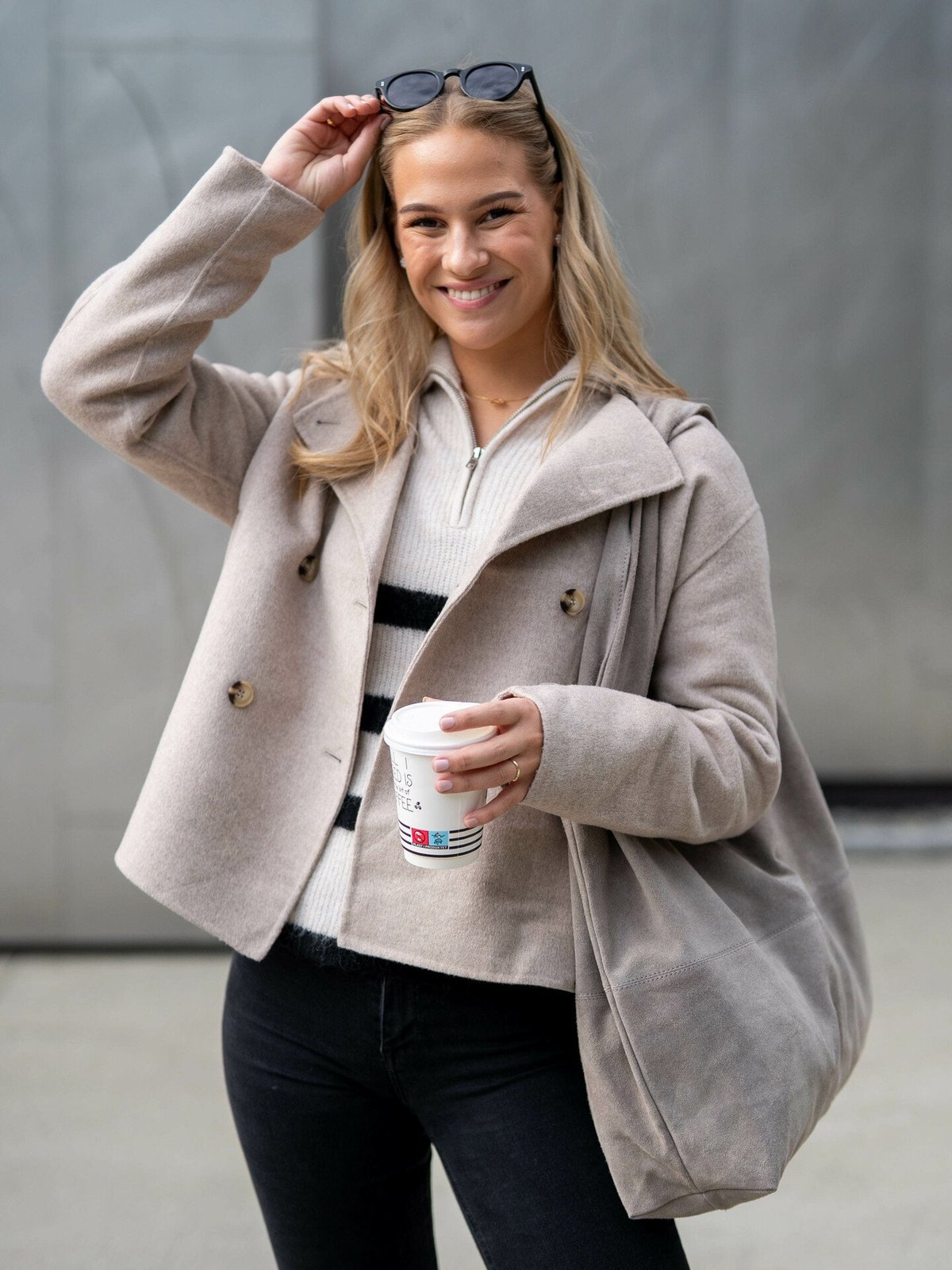 Selected Femme Maline Long Sleeve Knit Half Zip Birch Black