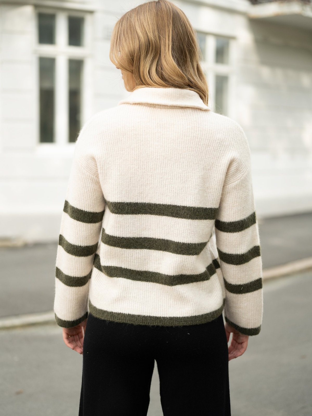 Selected Femme Maline Long Sleeve Knit Half Zip Birch Kalamata