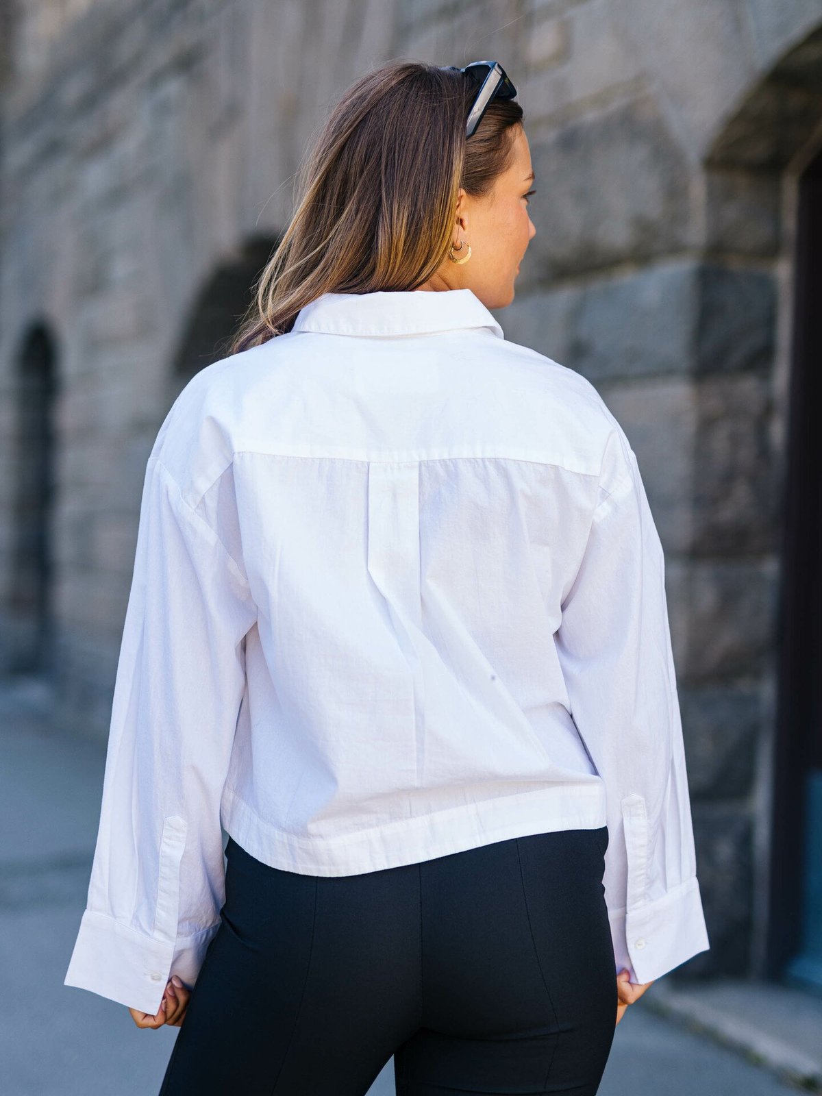 Selected Femme Astha Long Sleeve Cropped Boxy Shirt Bright White