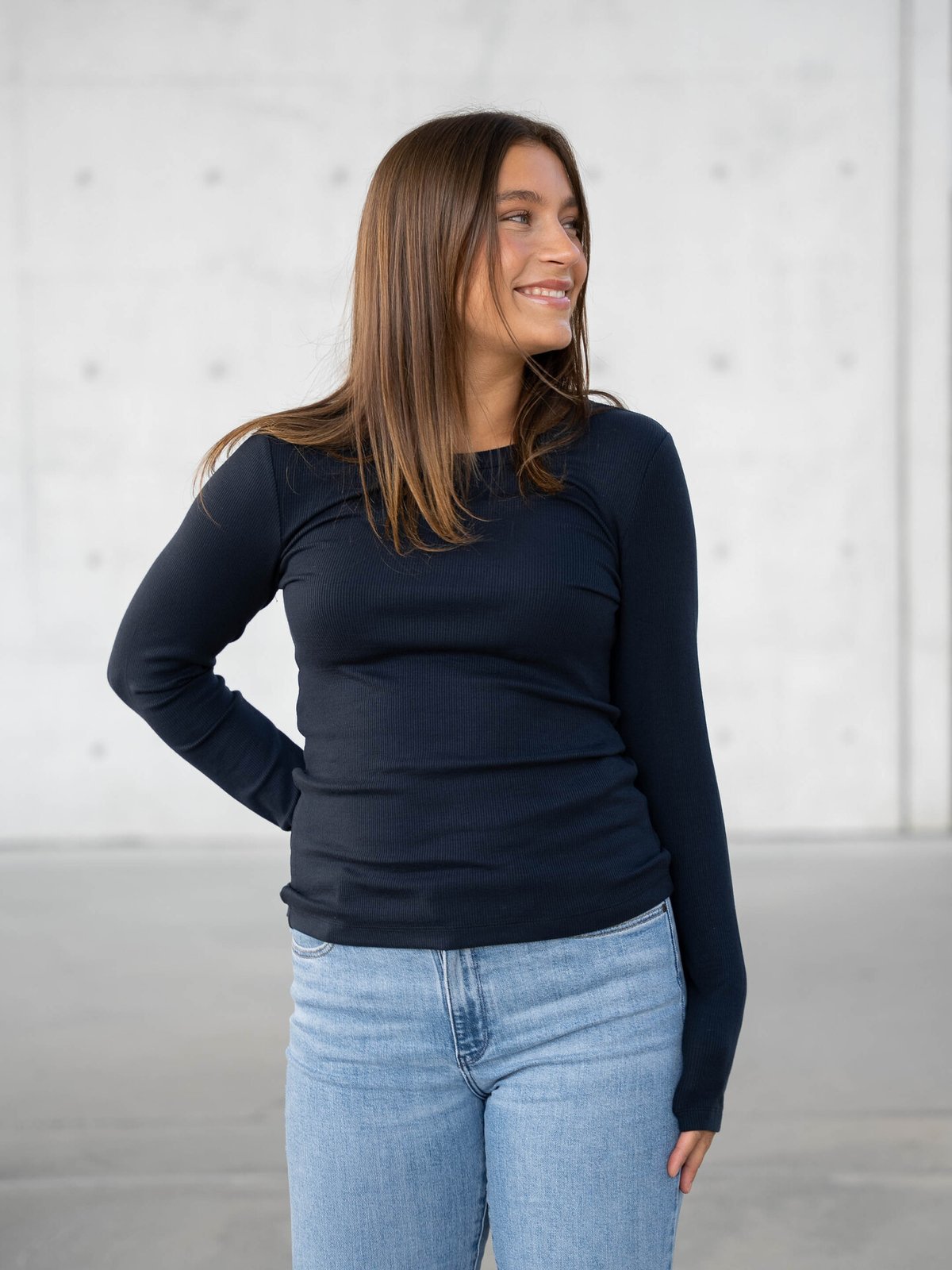 Selected Femme Dianna Long Sleeve O-Neck Top Dark Sapphire