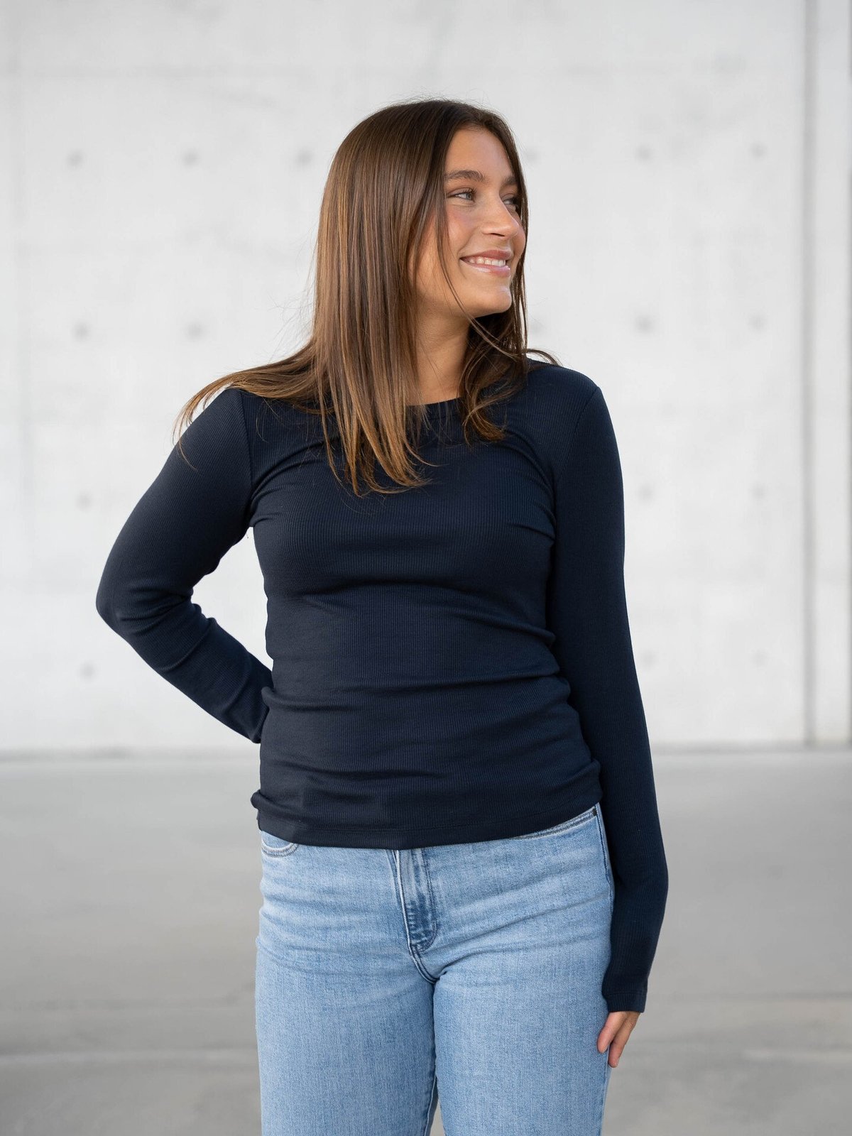 Selected Femme Dianna Long Sleeve O-Neck Top Dark Sapphire