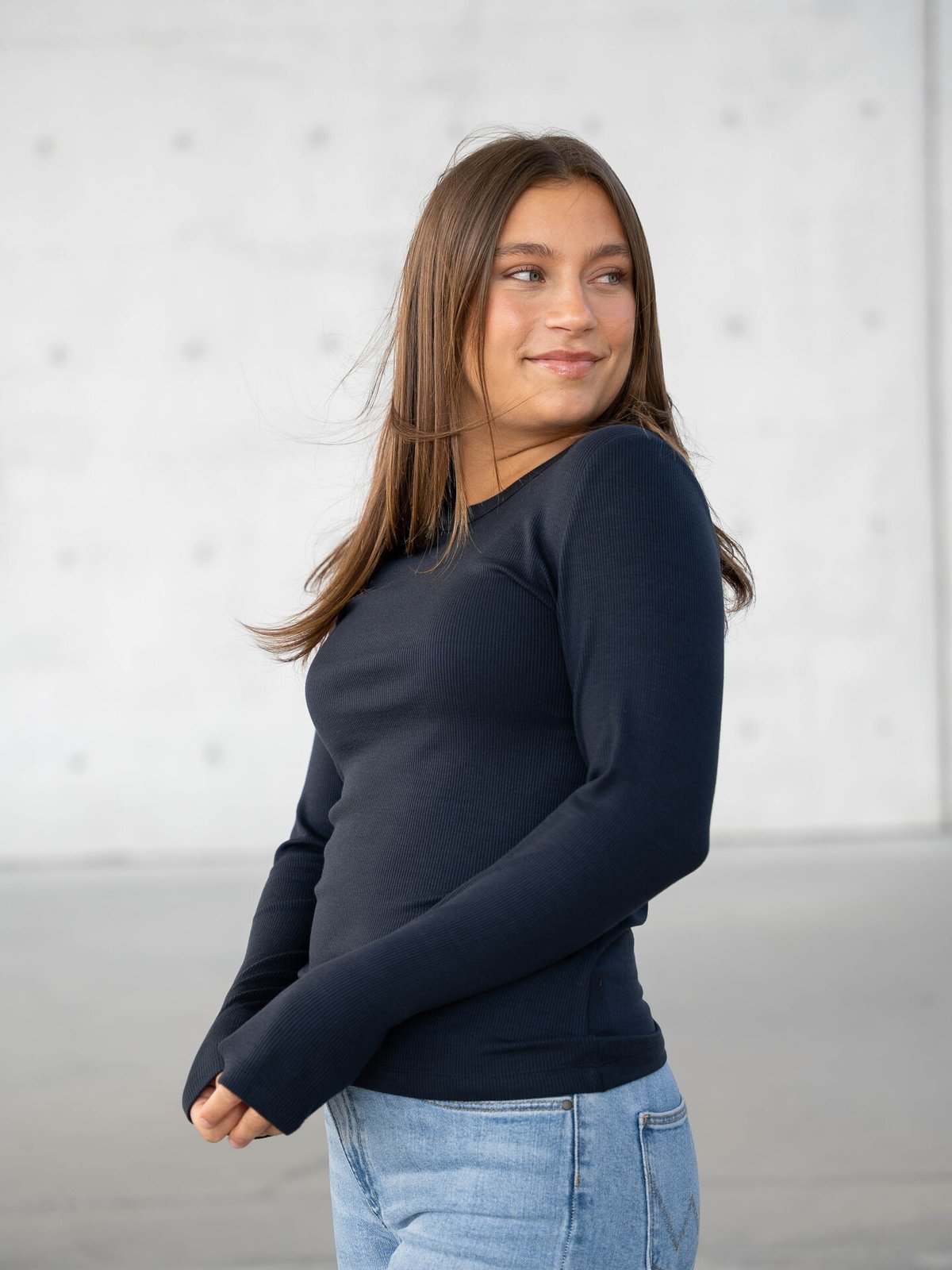 Selected Femme Dianna Long Sleeve O-Neck Top Dark Sapphire