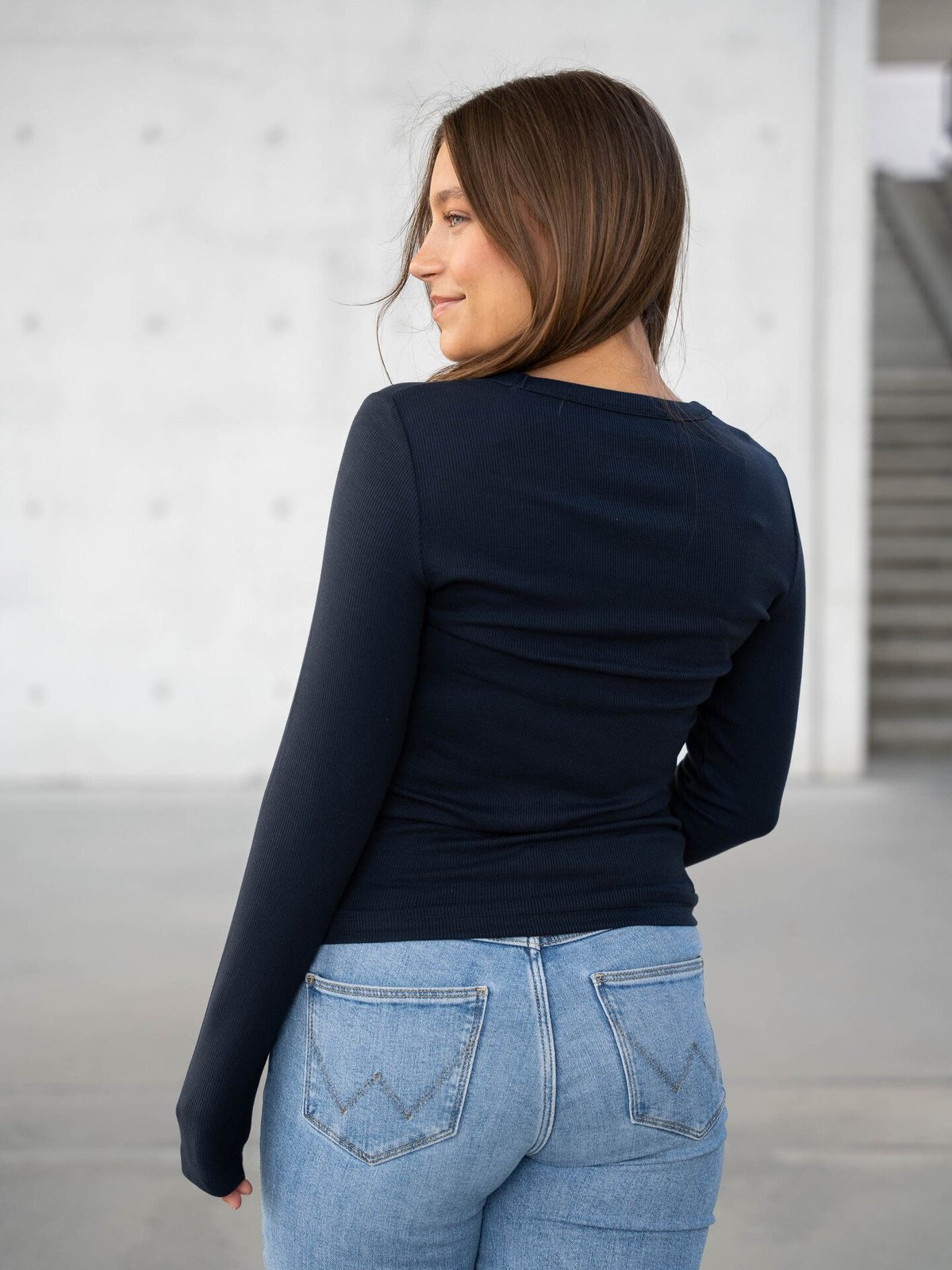 Selected Femme Dianna Long Sleeve O-Neck Top Dark Sapphire