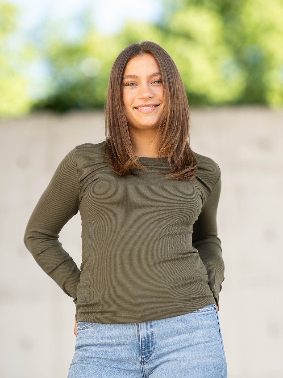 Selected Femme Dianna Long Sleeve O-Neck Top Kalamata