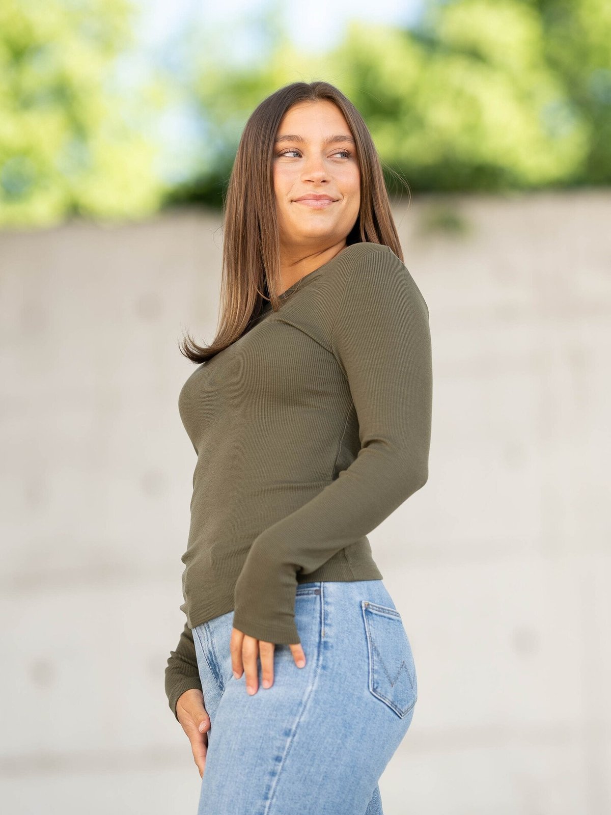 Selected Femme Dianna Long Sleeve O-Neck Top Kalamata