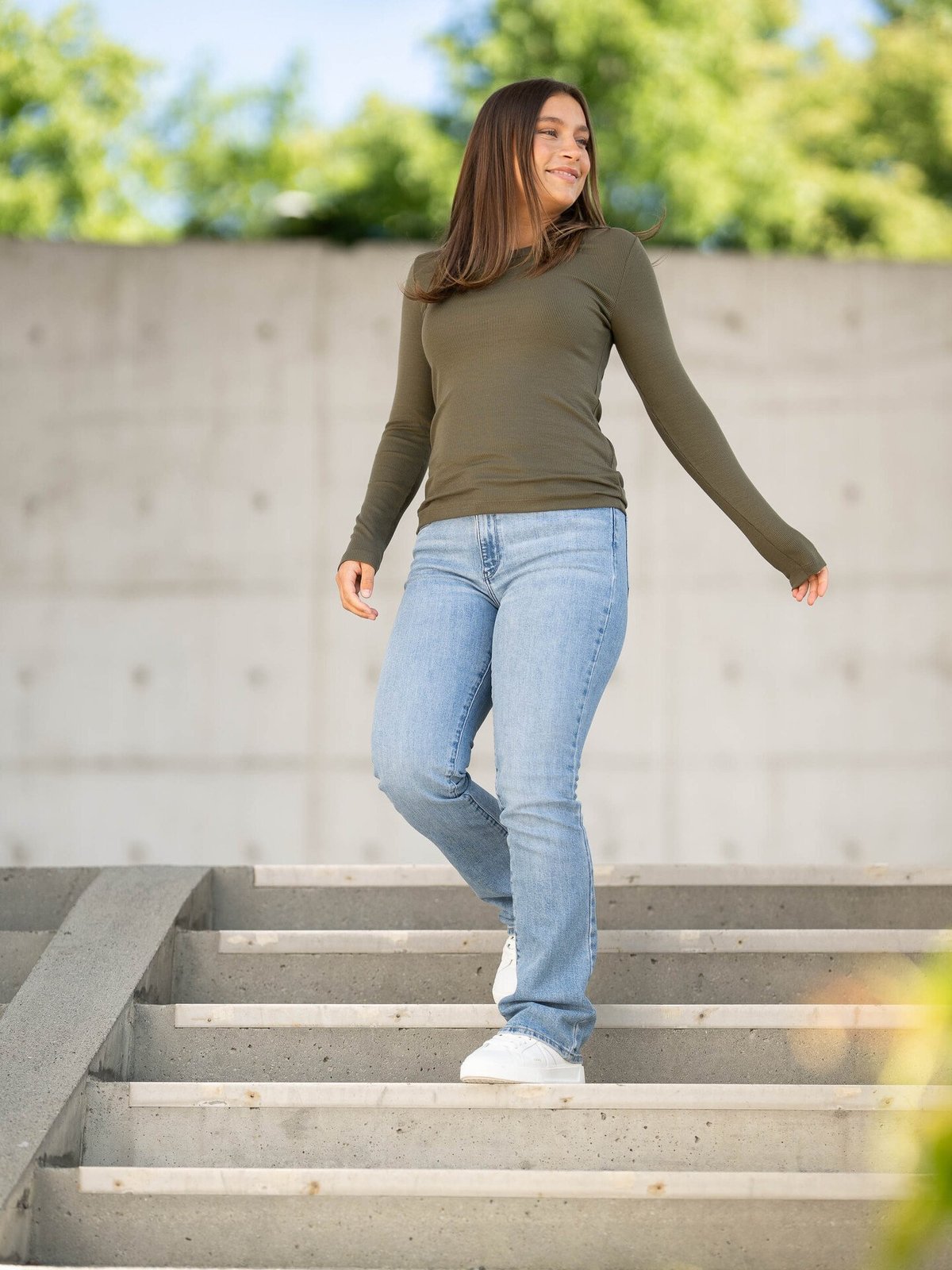 Selected Femme Dianna Long Sleeve O-Neck Top Kalamata