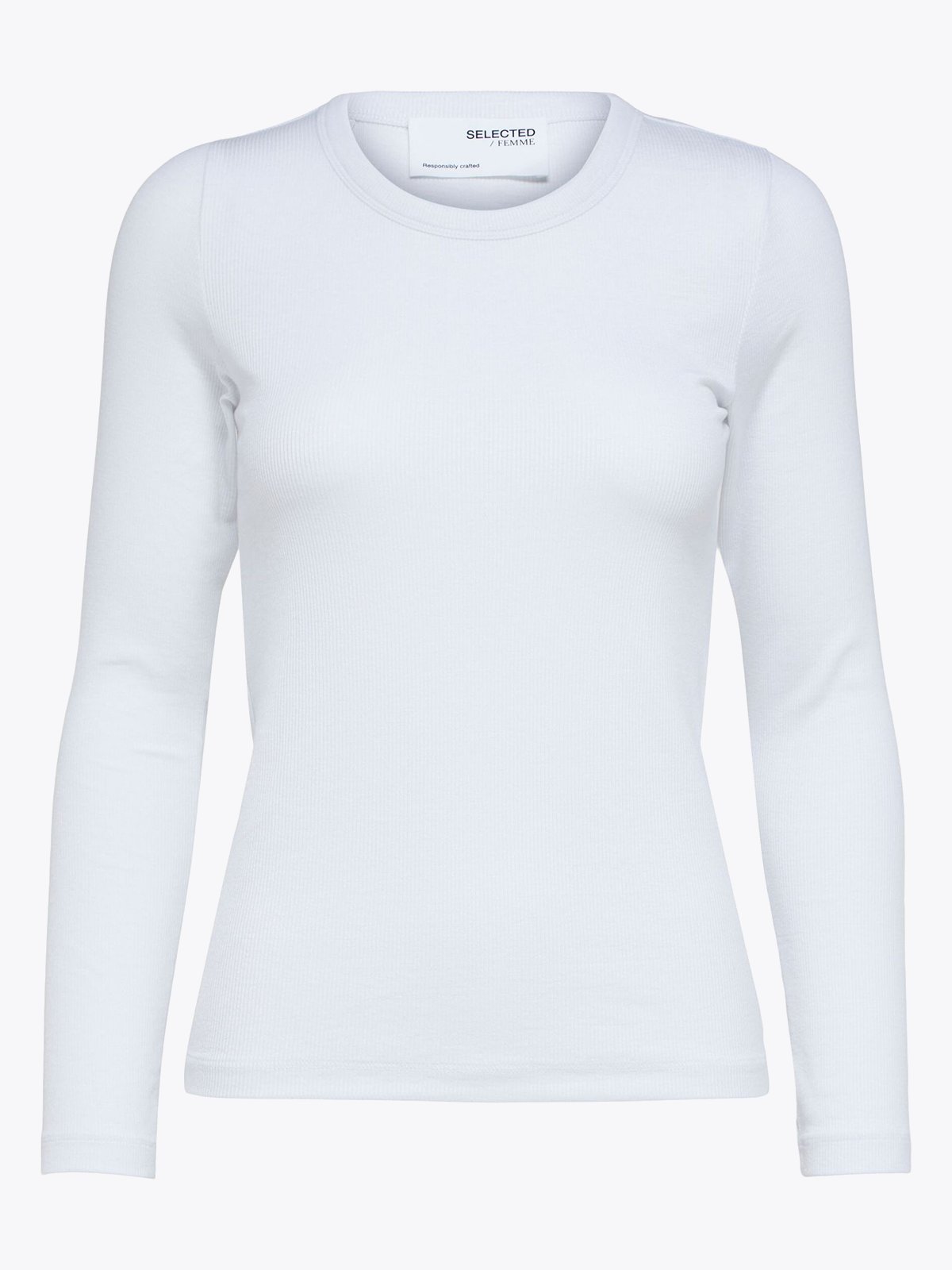 Selected Femme Dianna Long Sleeve O-Neck Top Bright White