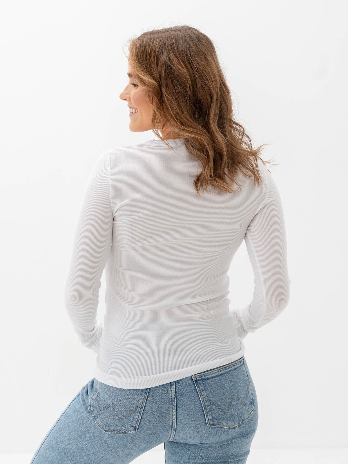 Selected Femme Dianna Long Sleeve O-Neck Top Bright White