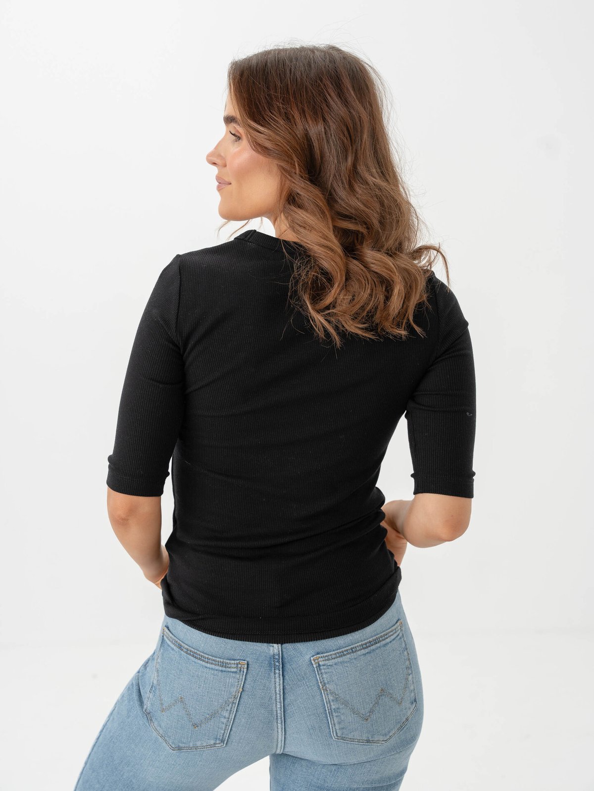 Selected Femme Dianna 2/4 O-Neck Top Black