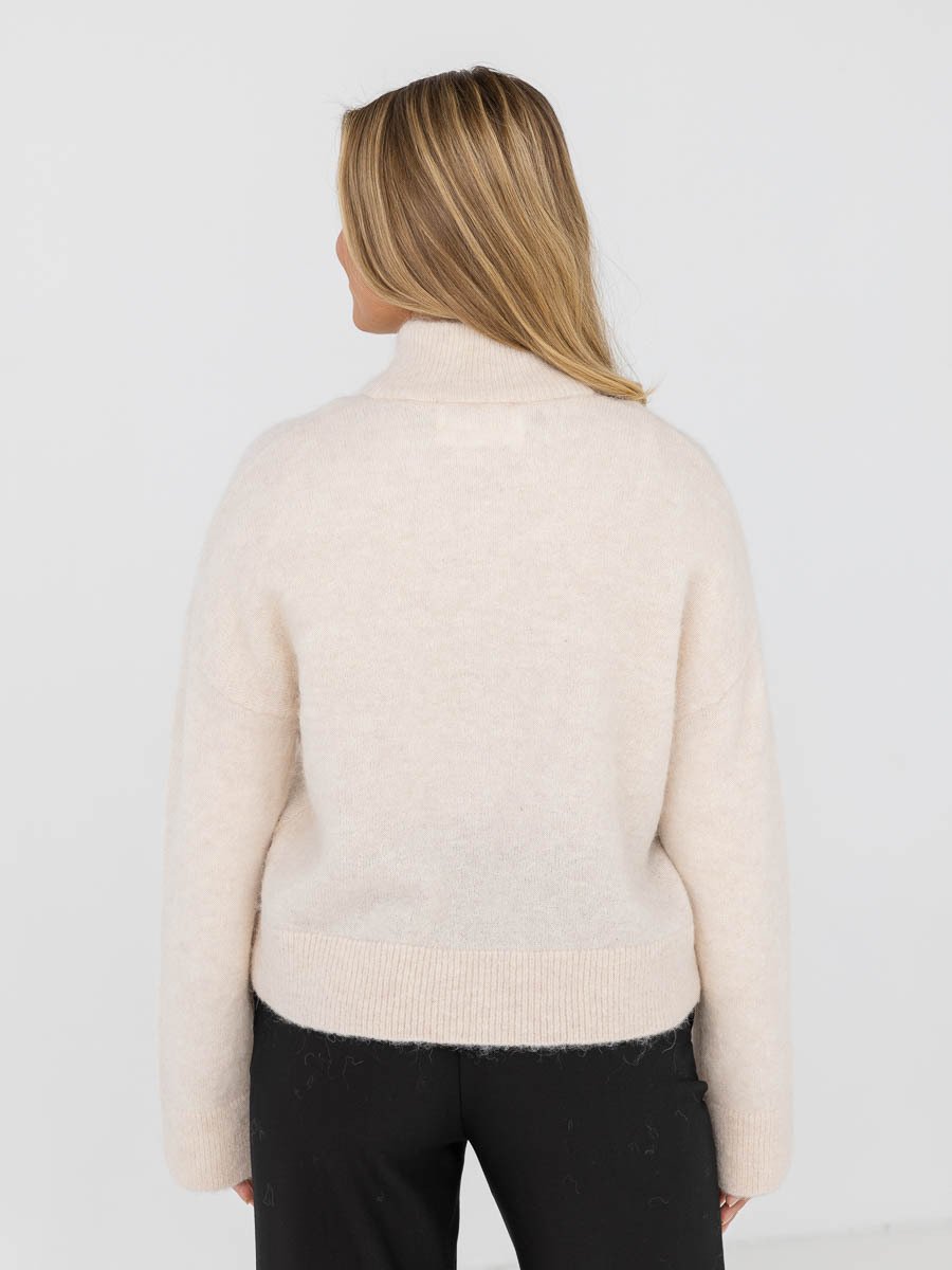 Selected Femme Sia Ras Long Sleeve Knit Zipper Cardigan Birch Melange