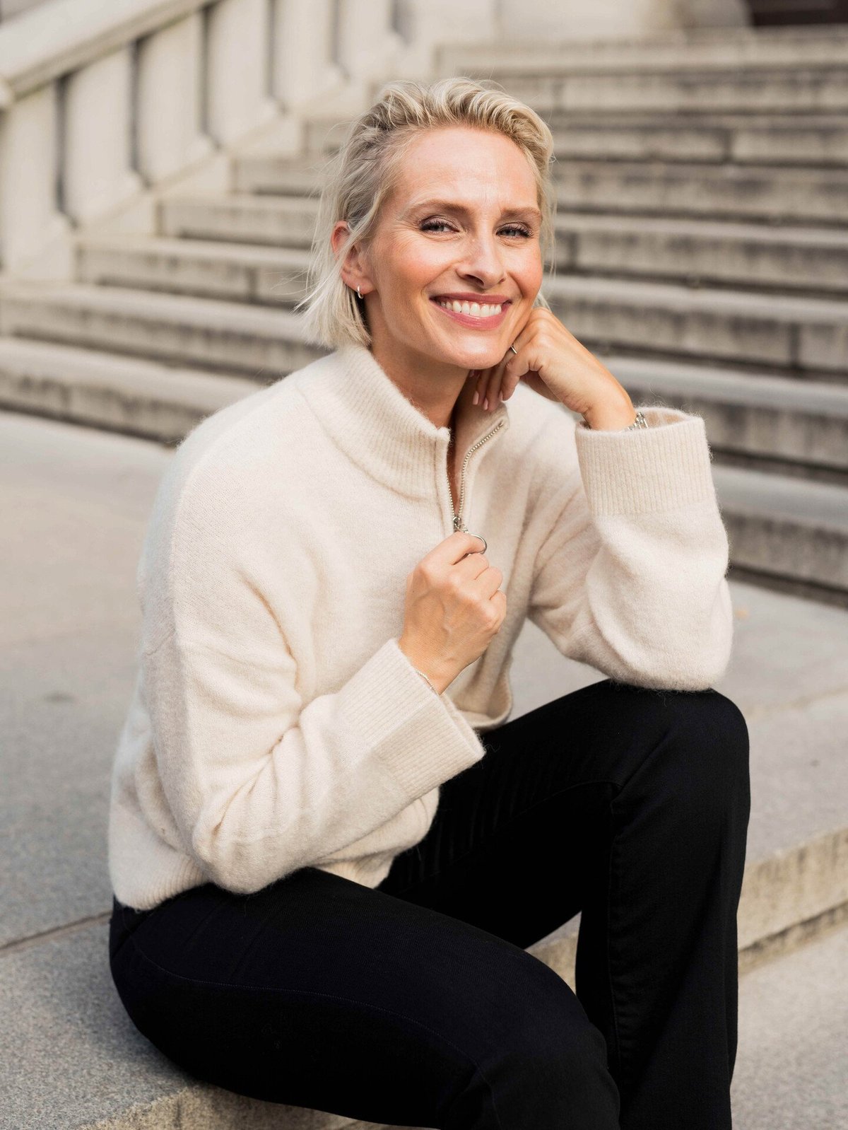 Selected Femme Sia Ras Long Sleeve Knit Zipper Cardigan Birch Melange