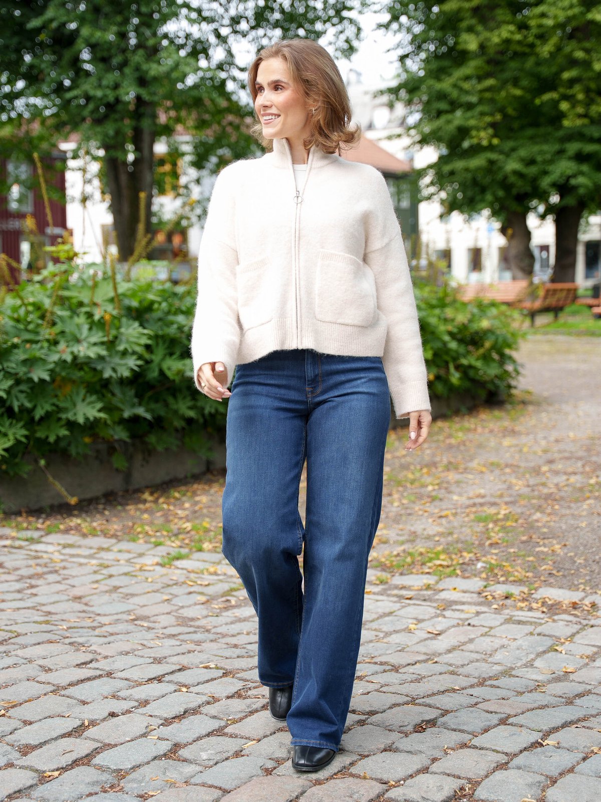 Selected Femme Sia Ras Long Sleeve Knit Zipper Cardigan Birch Melange