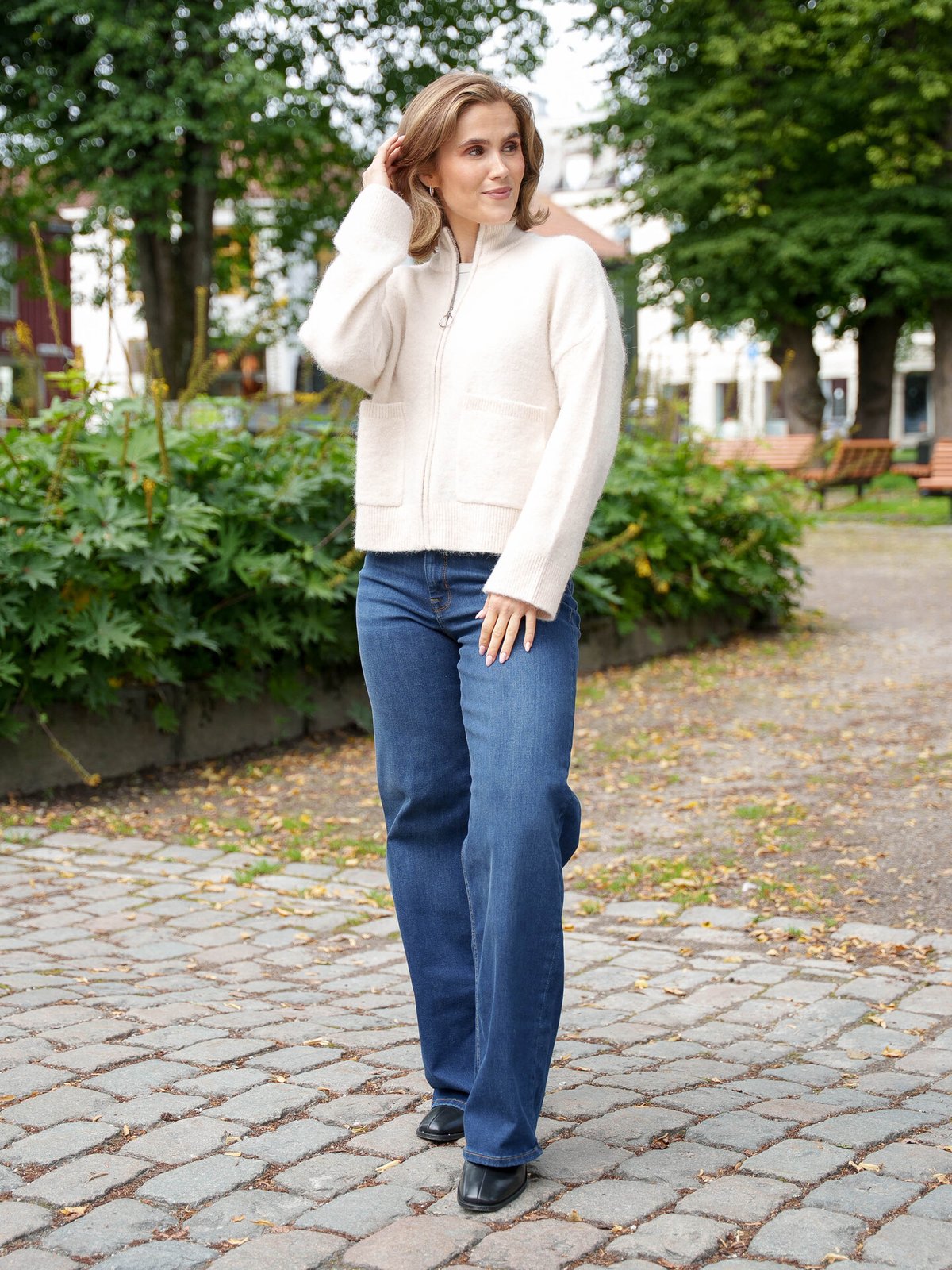 Selected Femme Sia Ras Long Sleeve Knit Zipper Cardigan Birch Melange