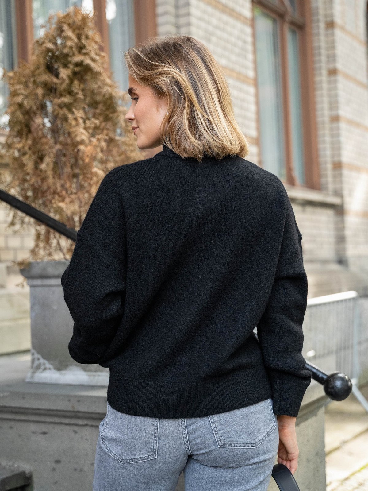 Selected Femme Sia Ras Long Sleeve Knit Zipper Cardigan Black