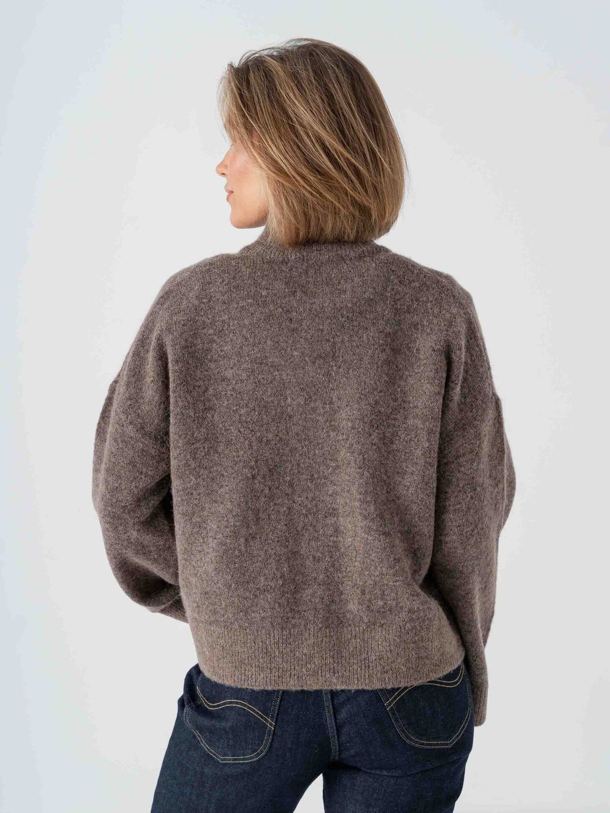 Selected Femme Sia Ras Long Sleeve Knit Zipper Cardigan Chocolate Chip