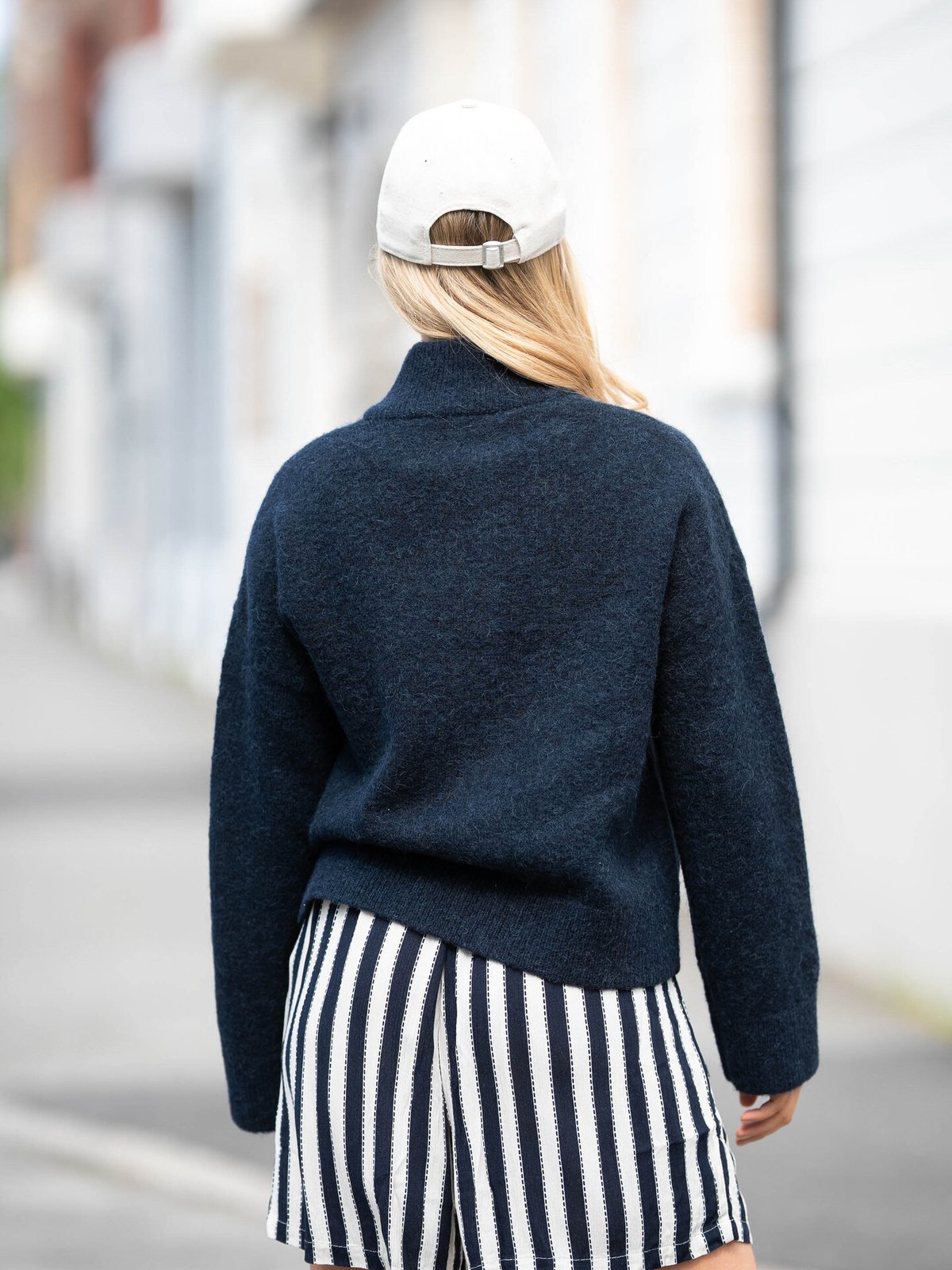 Selected Femme Sia Ras Long Sleeve Knit Zipper Cardigan Dark Sapphire Melange