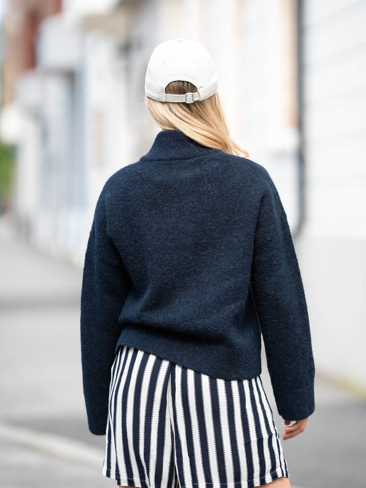 Selected Femme Sia Ras Long Sleeve Knit Zipper Cardigan Dark Sapphire Melange