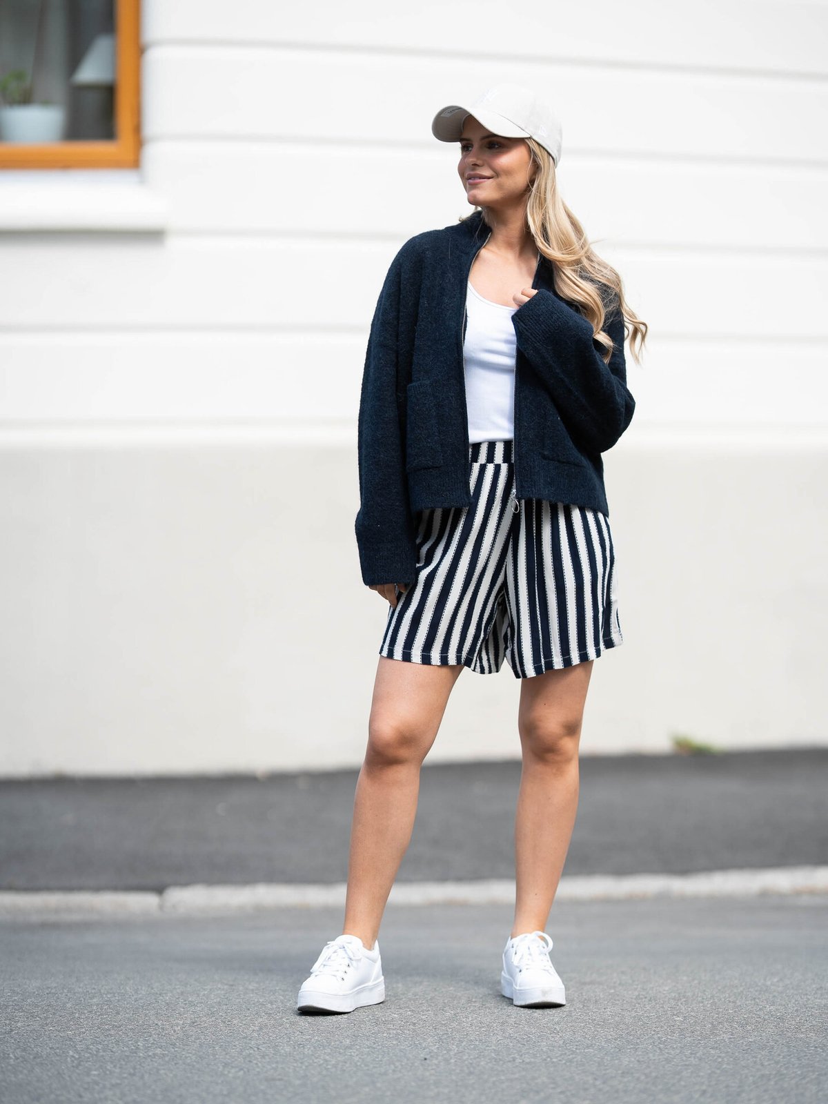 Selected Femme Sia Ras Long Sleeve Knit Zipper Cardigan Dark Sapphire Melange