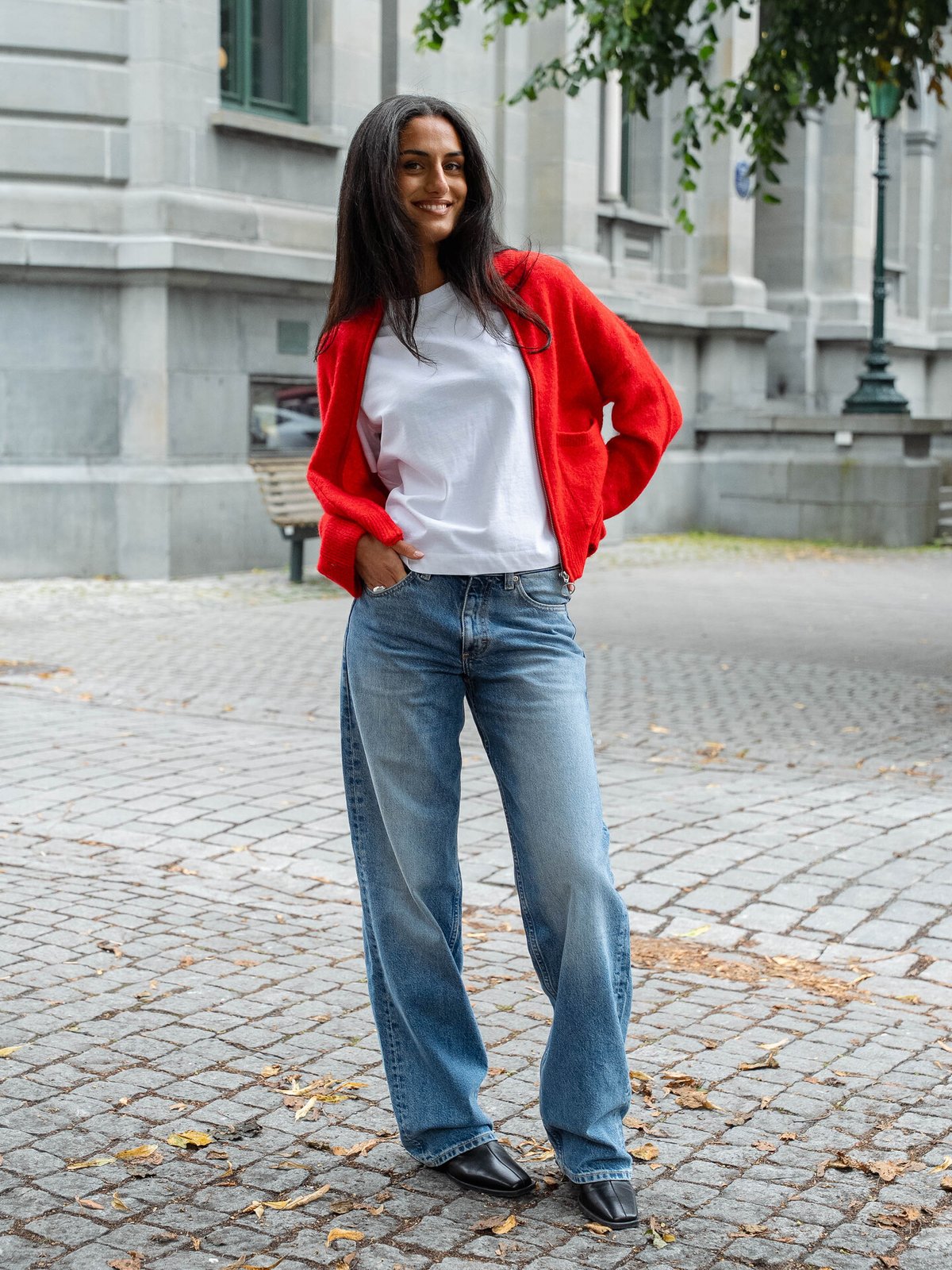 Selected Femme Sia Ras Long Sleeve Knit Zipper Cardigan Equestrian Red