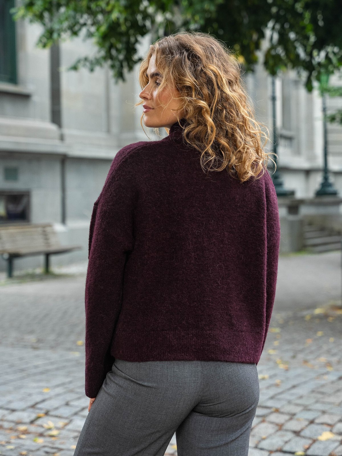 Selected Femme Sia Ras Long Sleeve Knit Zipper Cardigan Fig MELANGE