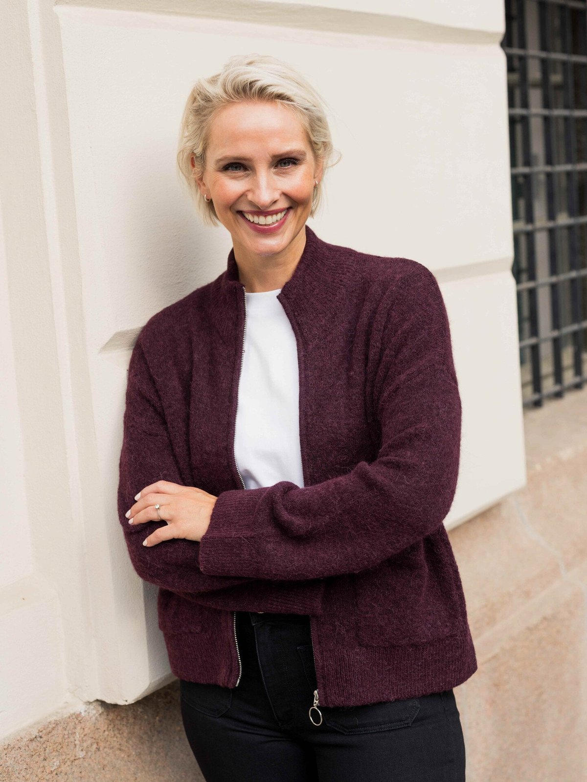 Selected Femme Sia Ras Long Sleeve Knit Zipper Cardigan Fig MELANGE