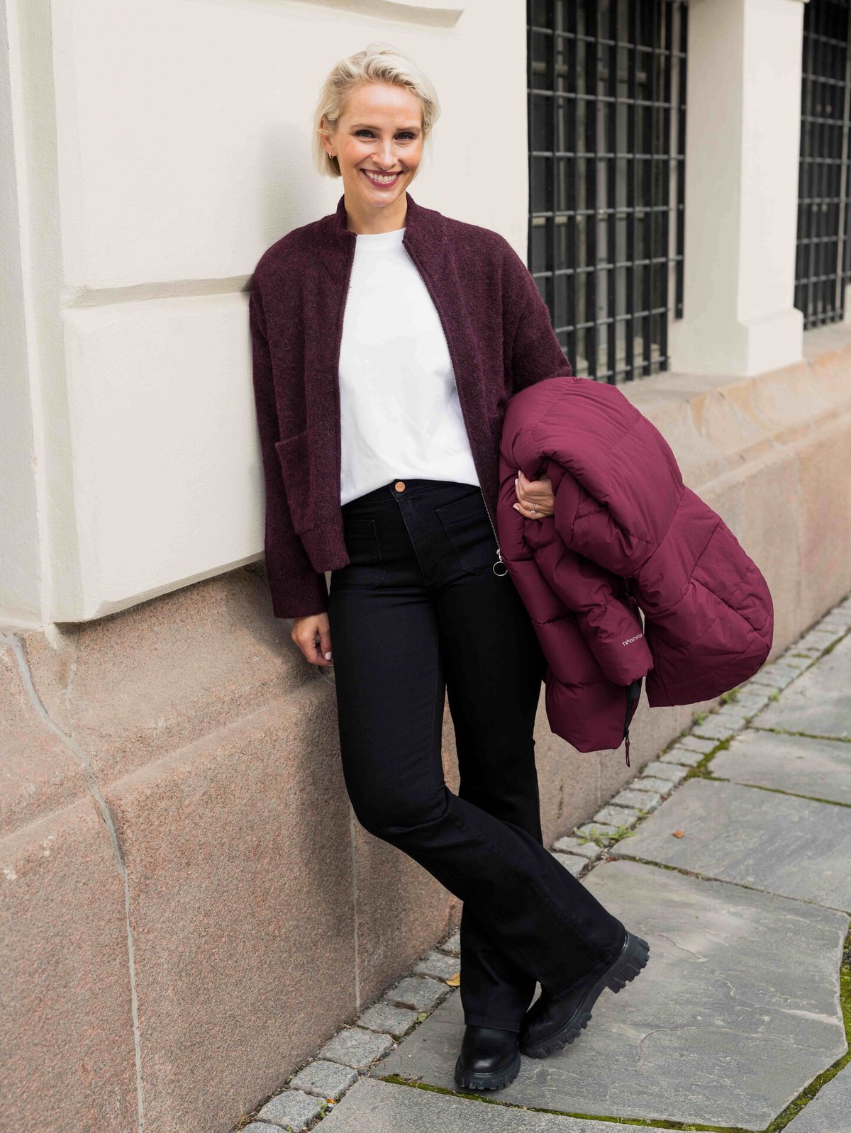 Selected Femme Sia Ras Long Sleeve Knit Zipper Cardigan Fig MELANGE