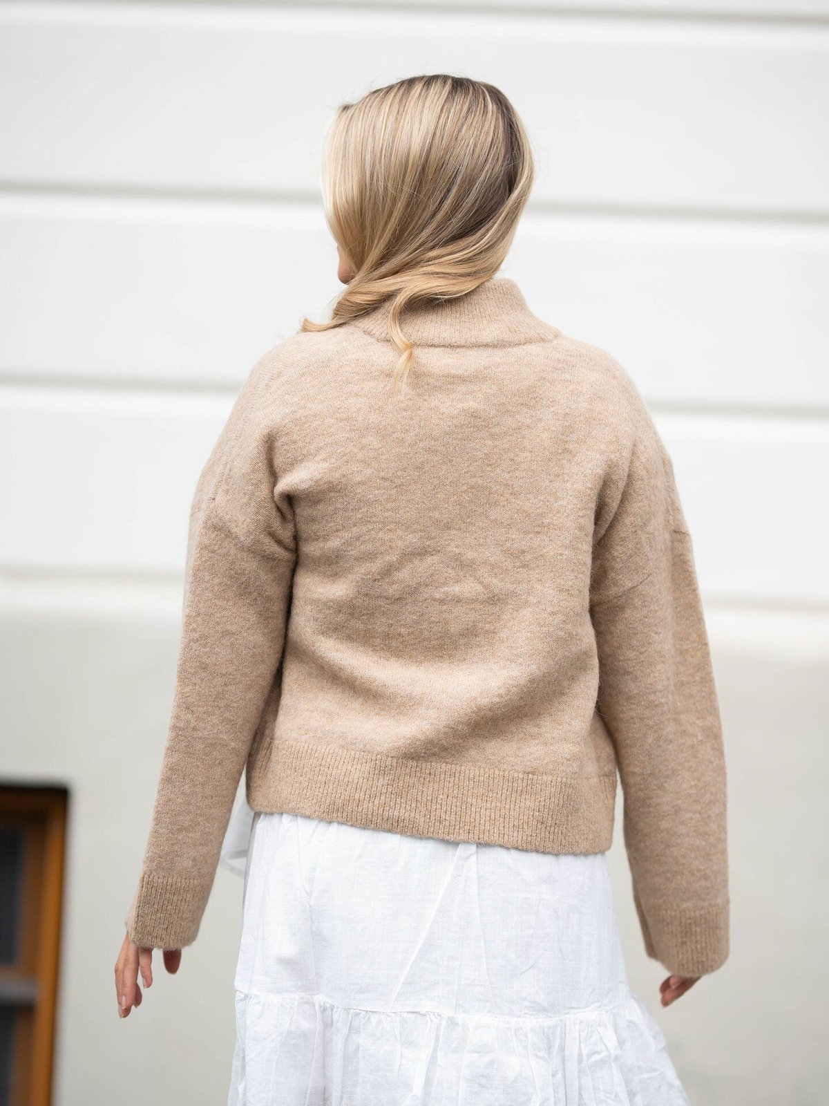 Selected Femme Sia Ras Long Sleeve Knit Zipper Cardigan Humus