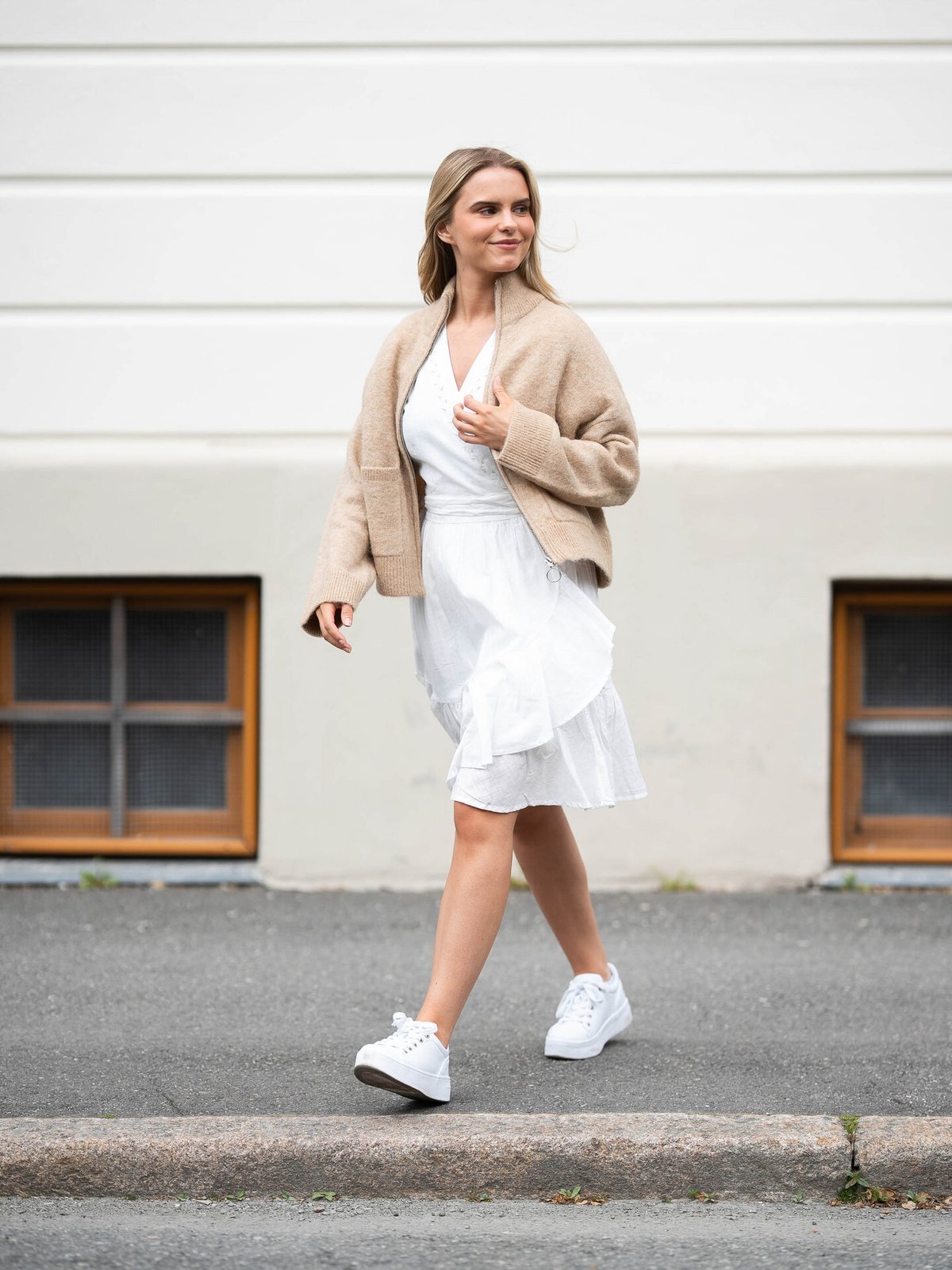 Selected Femme Sia Ras Long Sleeve Knit Zipper Cardigan Humus