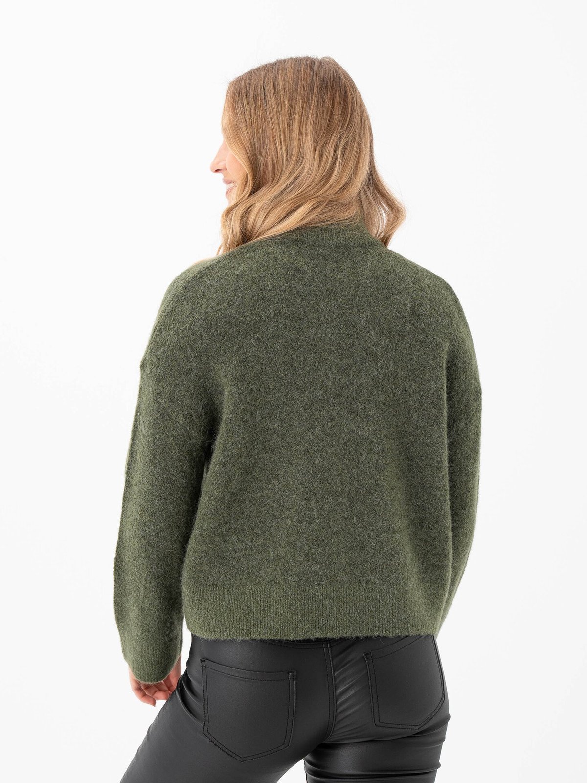 Selected Femme Sia Ras Long Sleeve Knit Zipper Cardigan Kalamata Melange