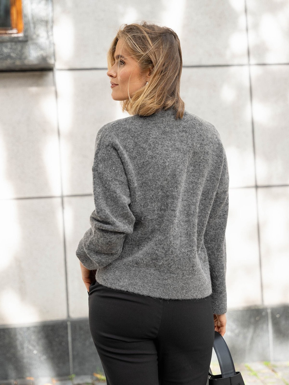 Selected Femme Sia Ras Long Sleeve Knit Zipper Cardigan Medium Grey Melange