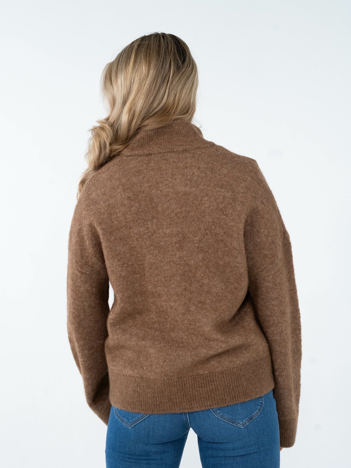 Selected Femme Sia Ras Long Sleeve Knit Zipper Cardigan Coca Mocha