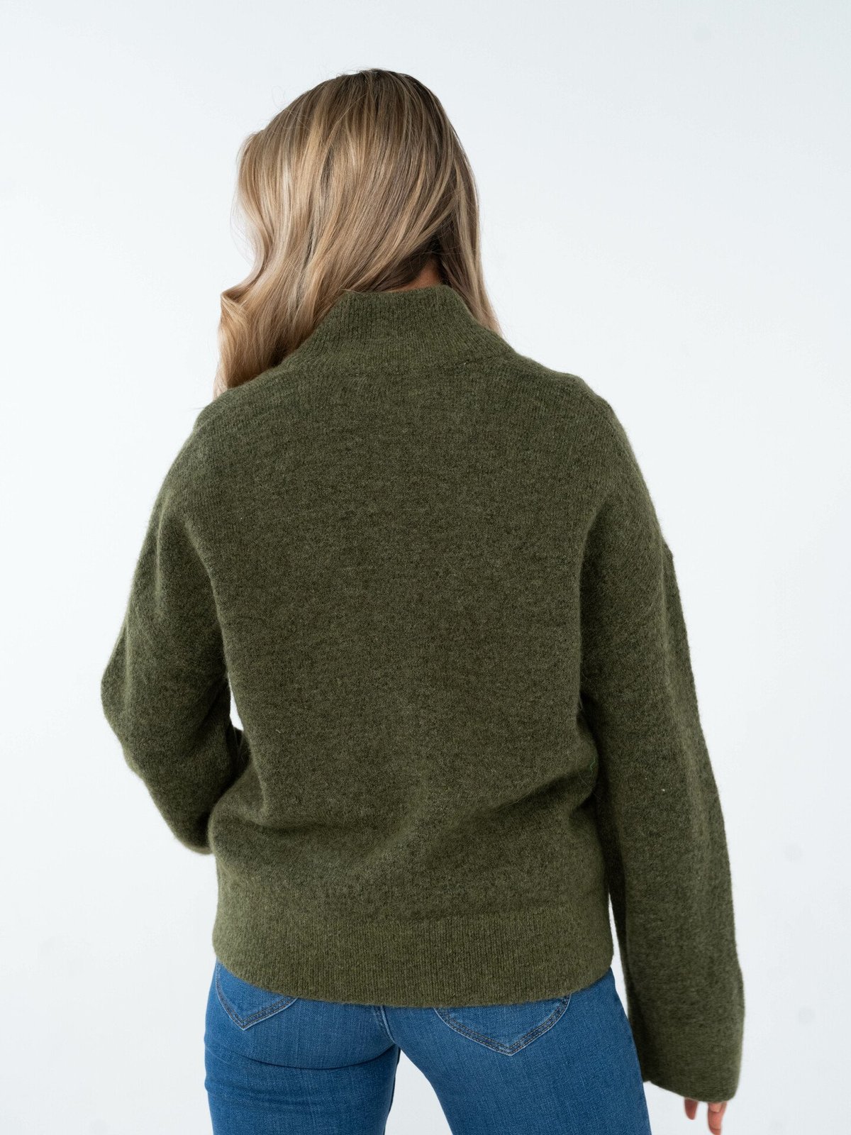 Selected Femme Sia Ras Long Sleeve Knit Zipper Cardigan Olivine