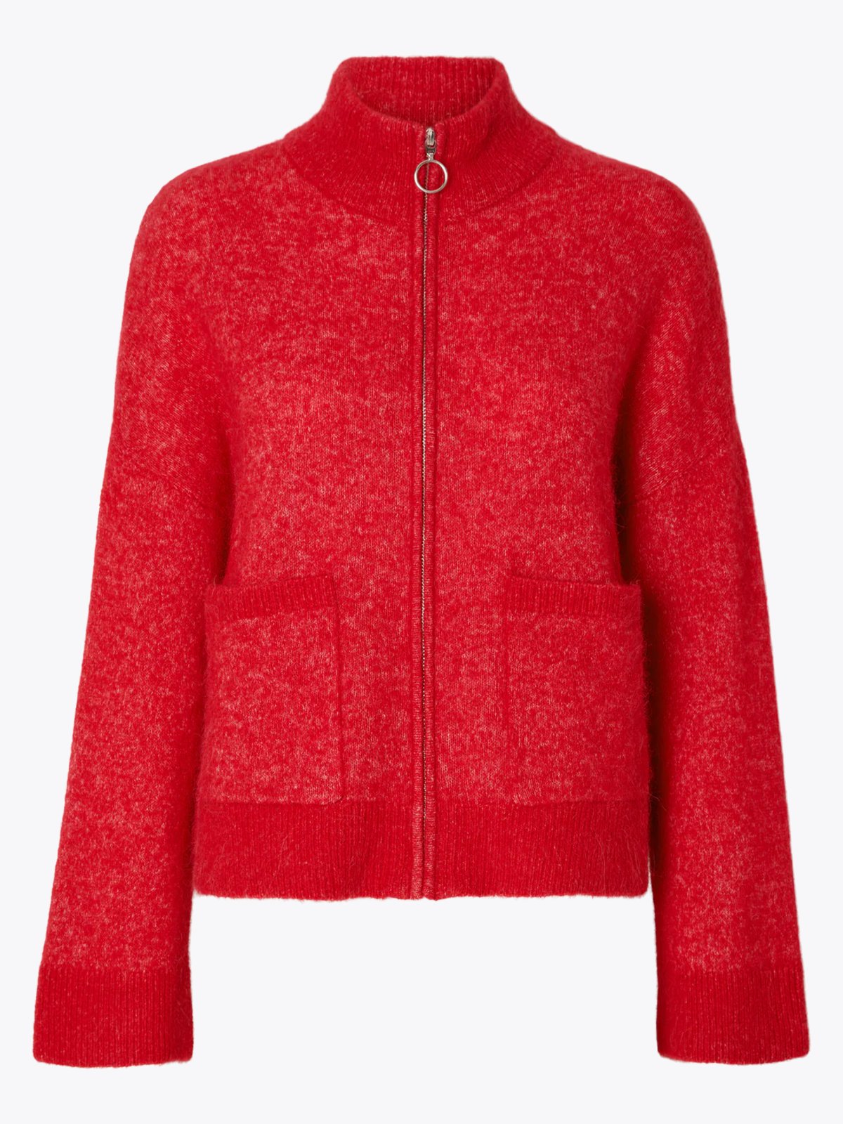 Selected Femme Sia Ras Long Sleeve Knit Zipper Cardigan Ski Patrol