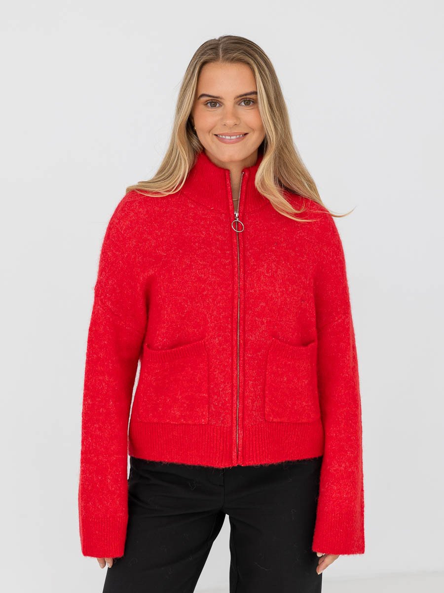 Selected Femme Sia Ras Long Sleeve Knit Zipper Cardigan Ski Patrol